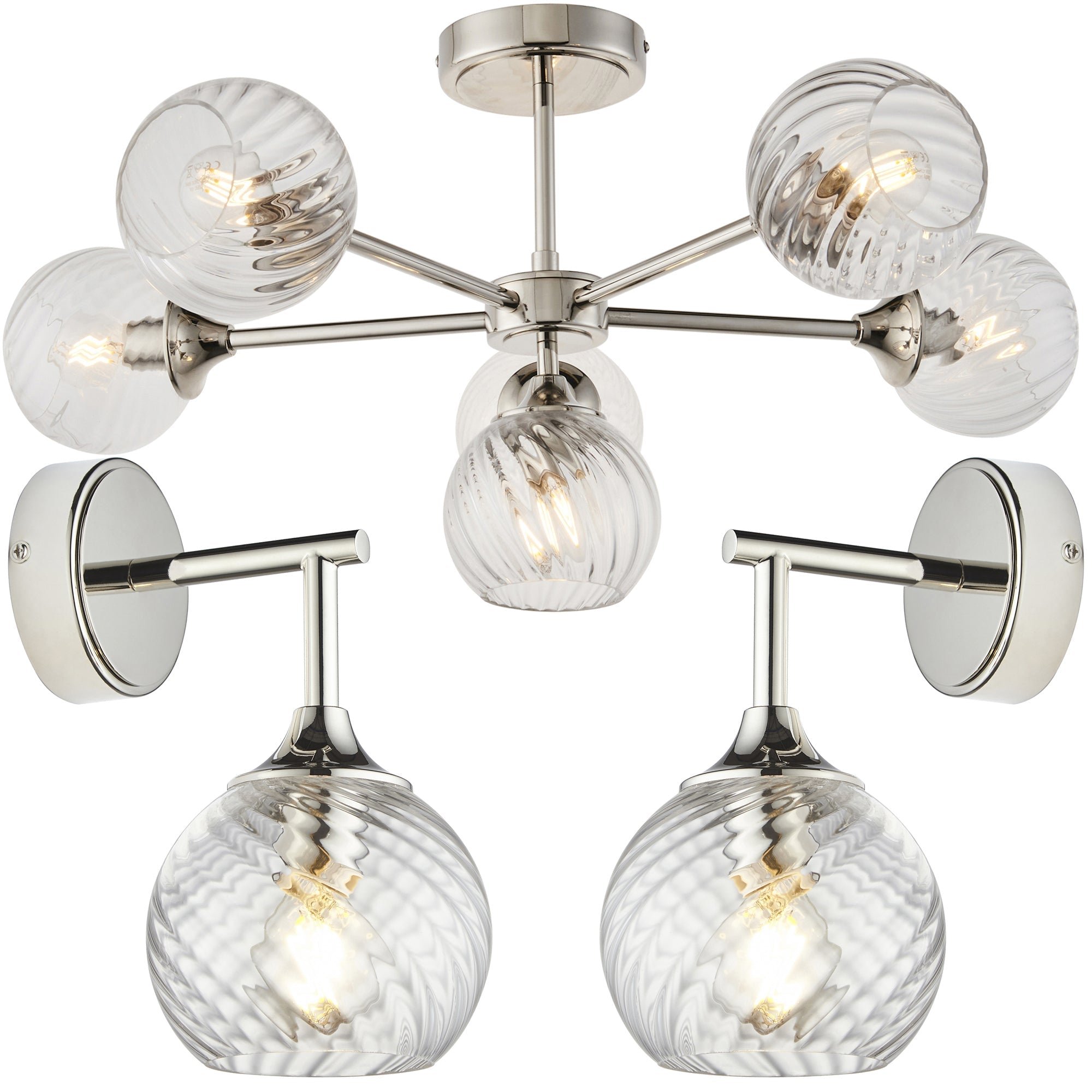 Loops Direct Steel Bamboo Ceiling and Wall Lights - Nickel