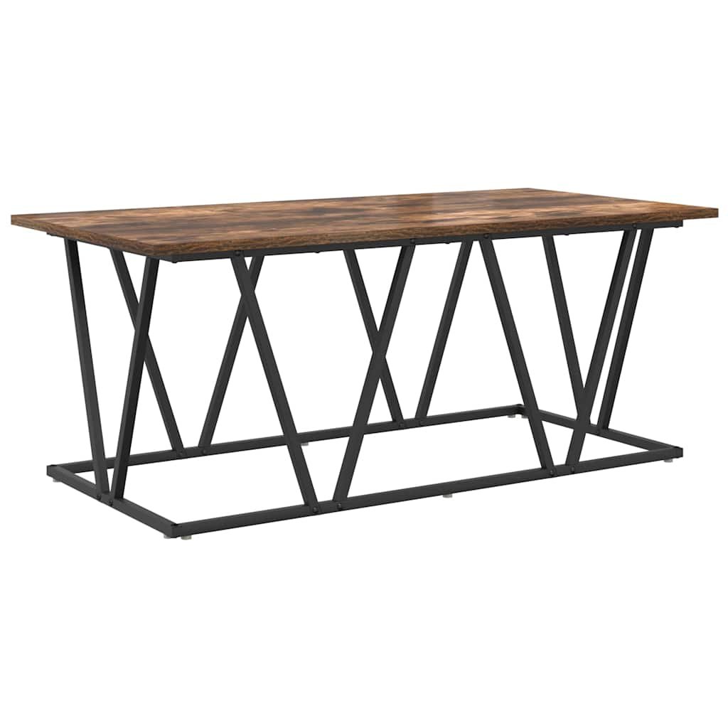 Walplus Engineered Wood and Metal Coffee Table - Smoked Oak - 100 x 50 x 40 cm