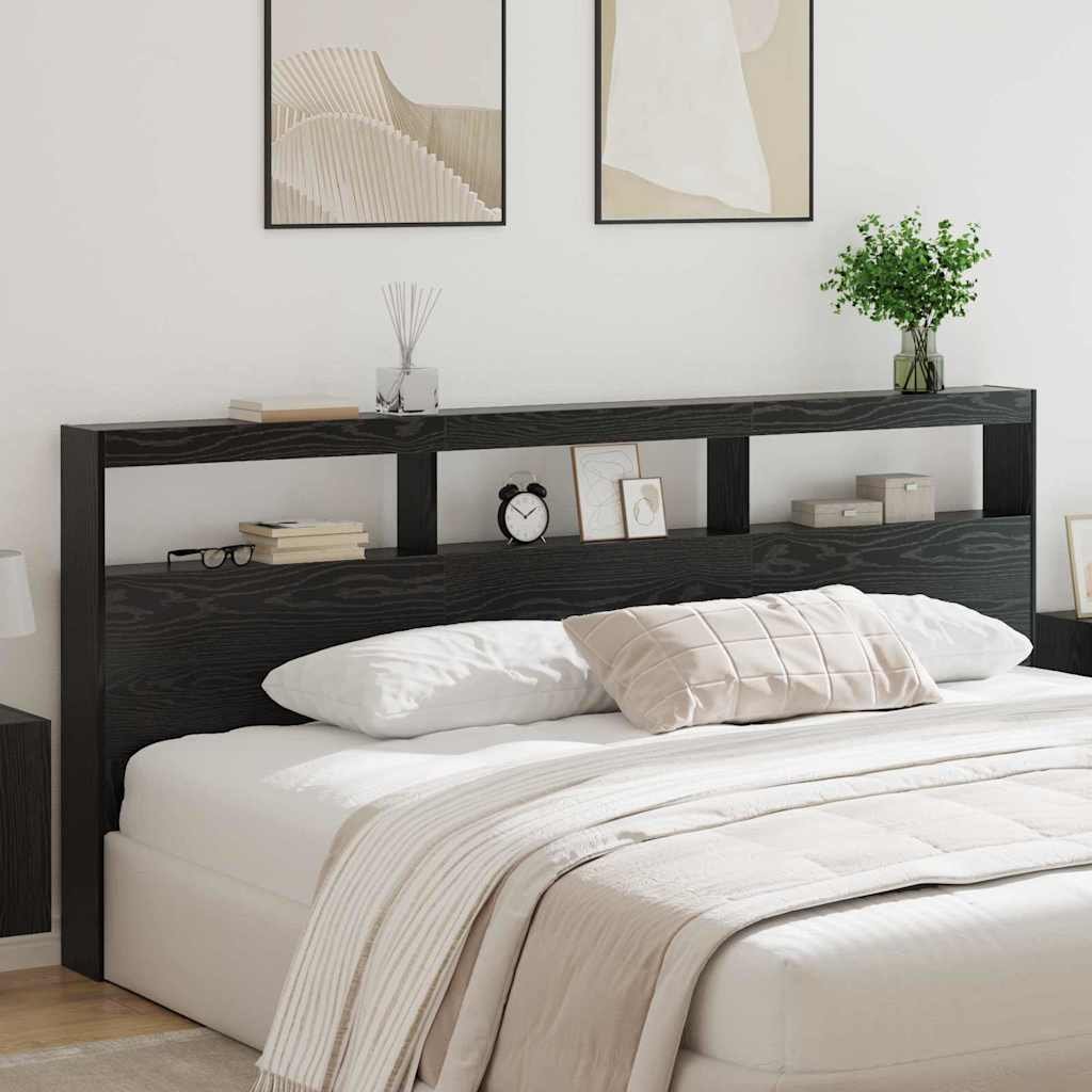 Walplus Engineered Wood Headboard - Black Ash - 220 x 17 x 102 cm