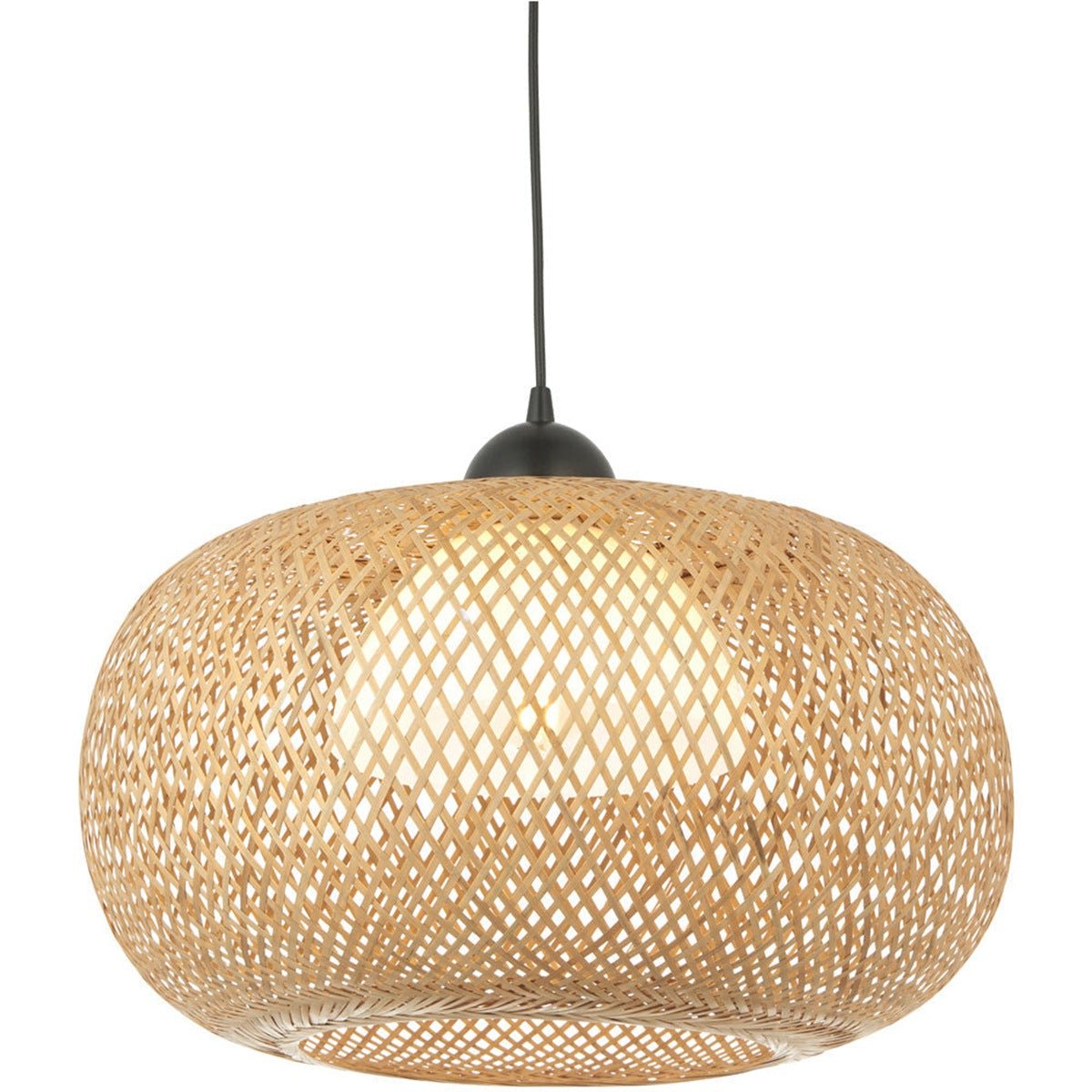 Loops Direct LED E27 Rattan Pendant Light - Natural Bamboo