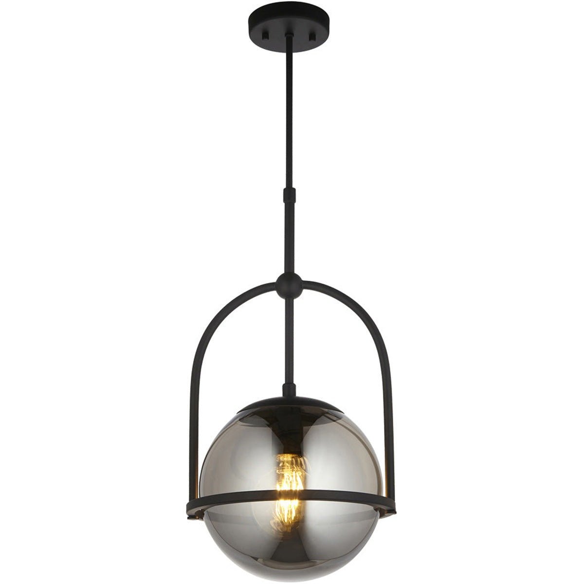 Loops Direct 10W LED Glass and Steel Pendant Light - Matt Black