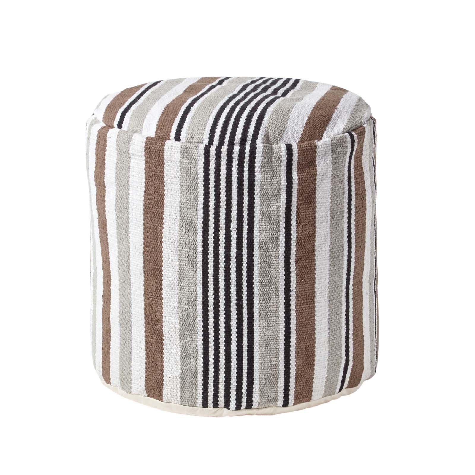 Homescapes Stripe Bean Filled Pouffe Tall – 45 x 40 cm – Grey, Black and White