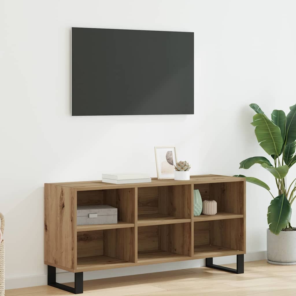Walplus 6 Shelf Engineered Wood TV Cabinet - Artisan Oak - 103.5 x 30 x 50 cm