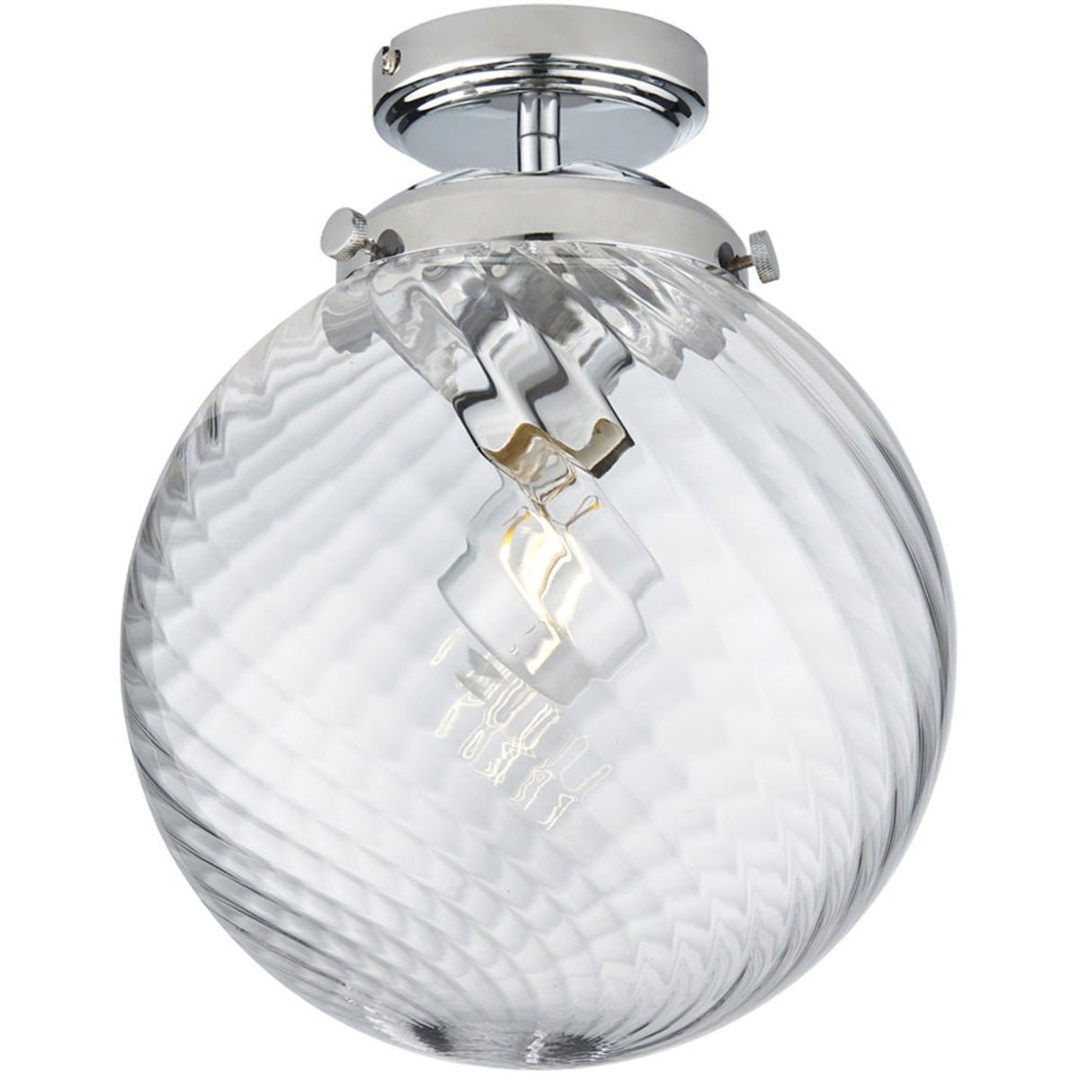 Loops Direct Steel And Glass Flush Ceiling Light - Chrome Plate