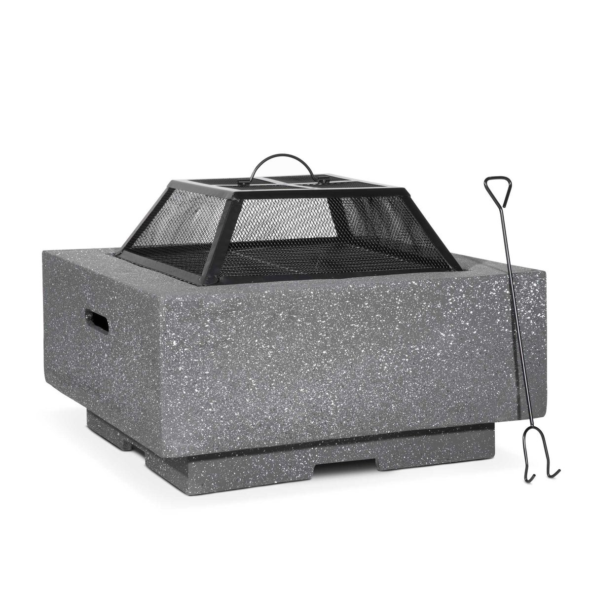 Dellonda MgO Outdoor Square Fire Pit - Dark Grey