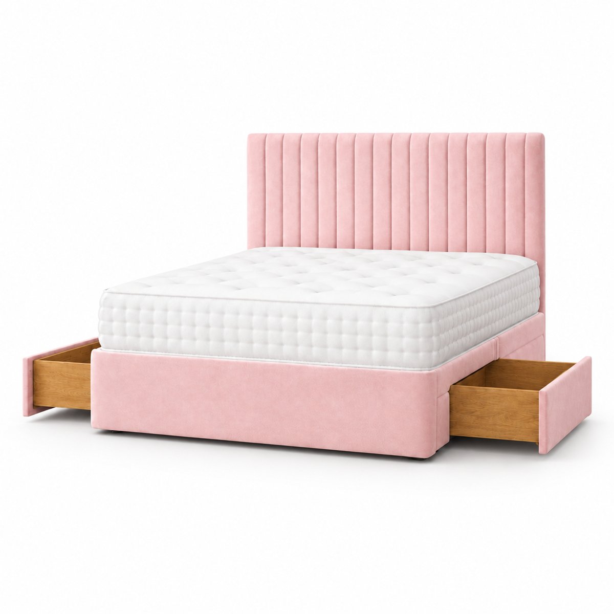Comfy Deluxe 5ft King Size    2 Drawer Suede  Divan Bed Set -  Pink