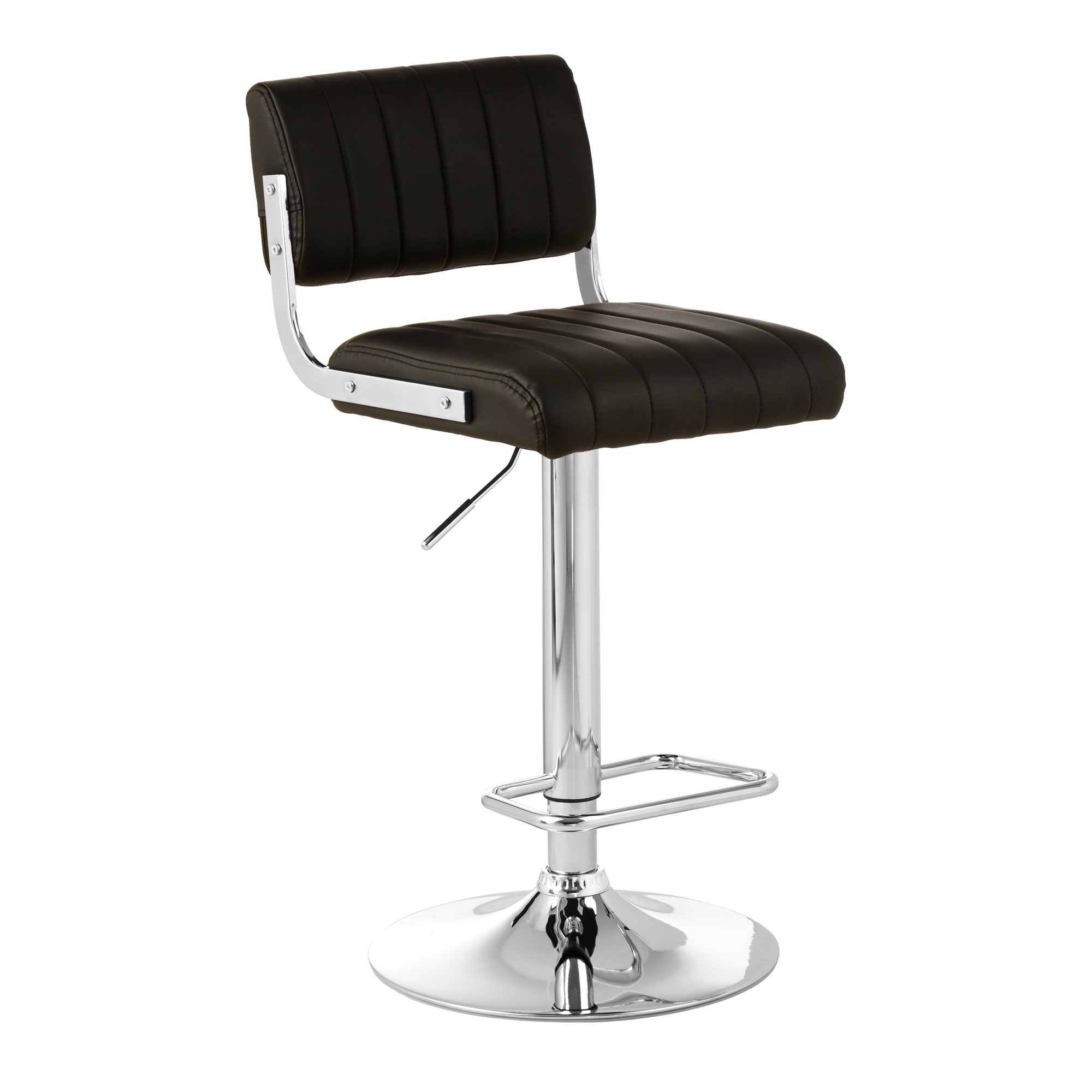 Orsina Stockholm Faux Leather Adjustable Bar Stool – Black and Chrome