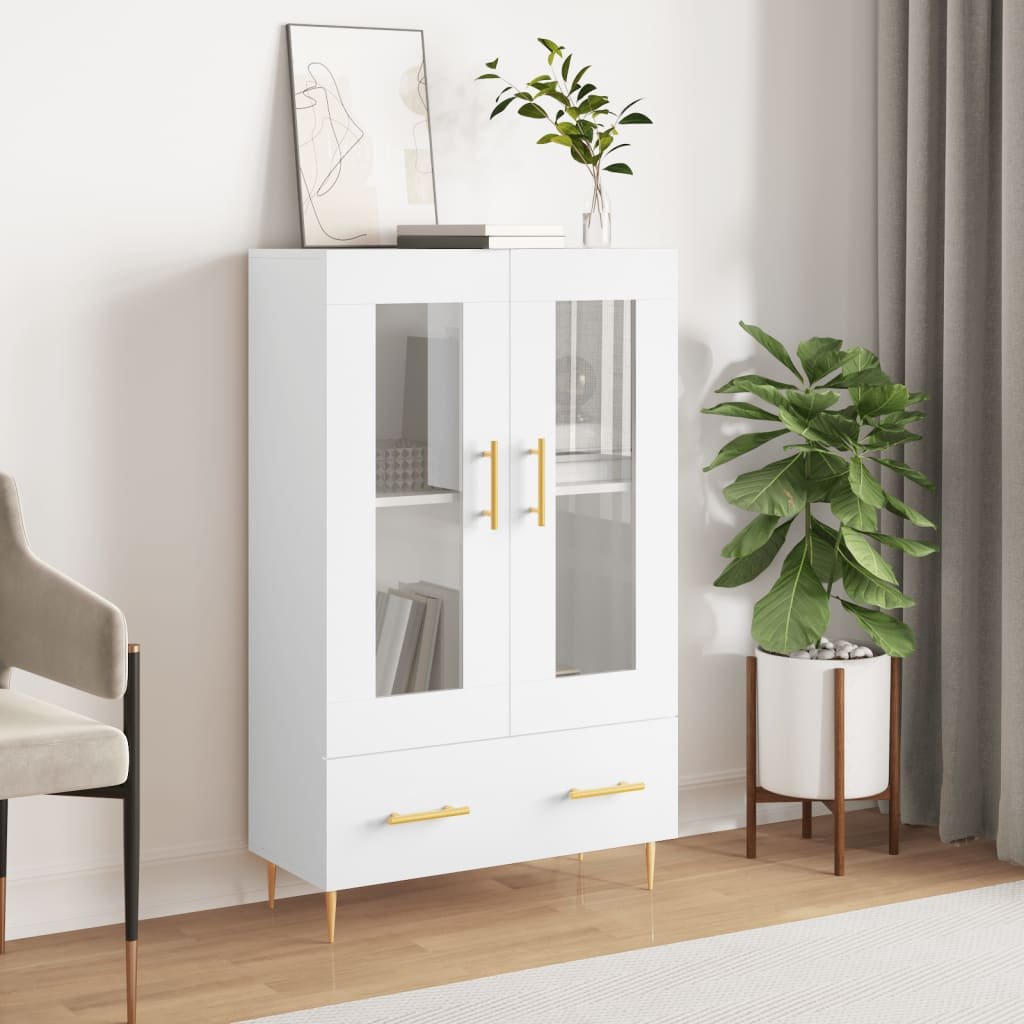 Walplus Engineered Wood Tall Sideboard - White - 69.5 x 31 x 115 cm