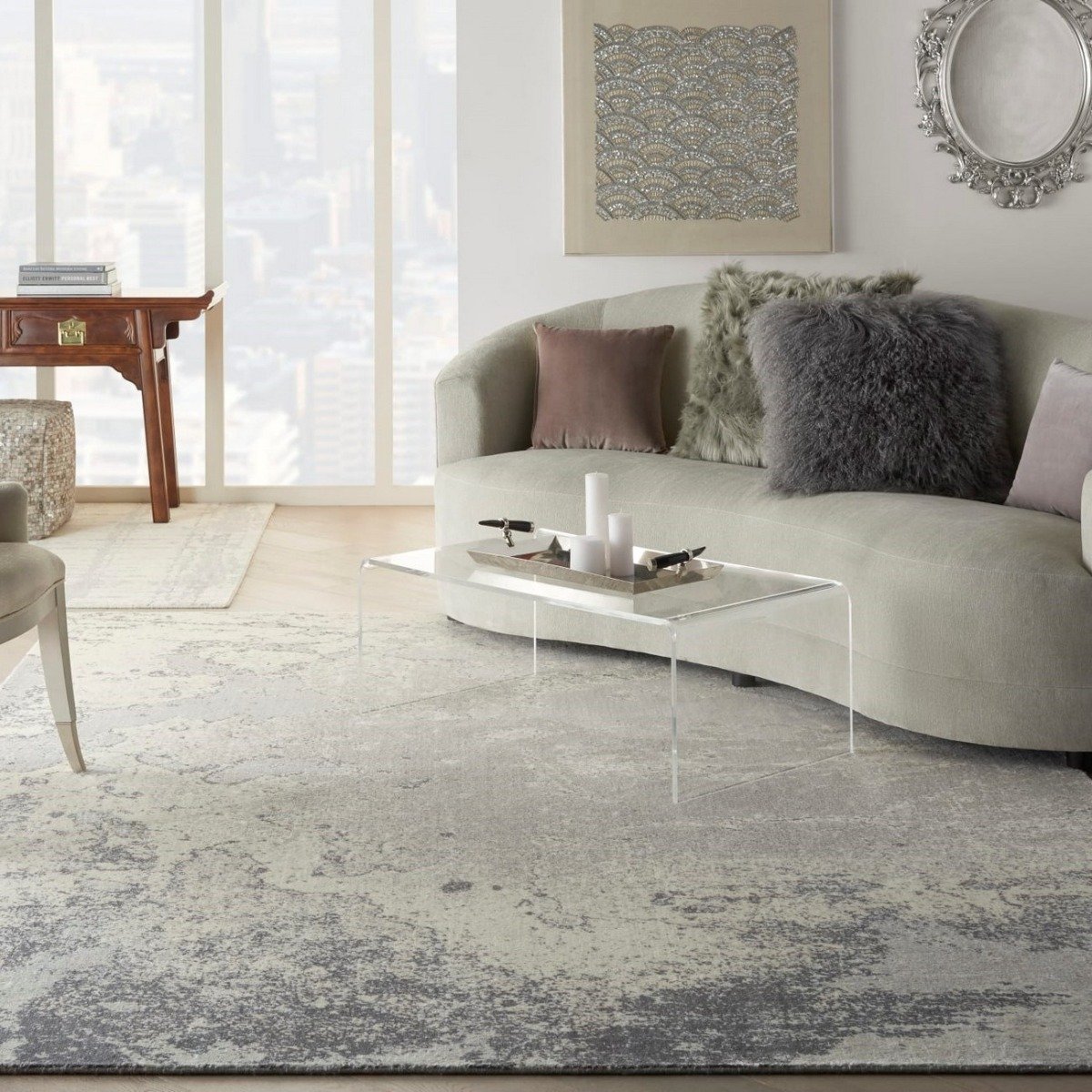 Mega Flooring Silver Modern Abstract Rug - 168 x 244cm