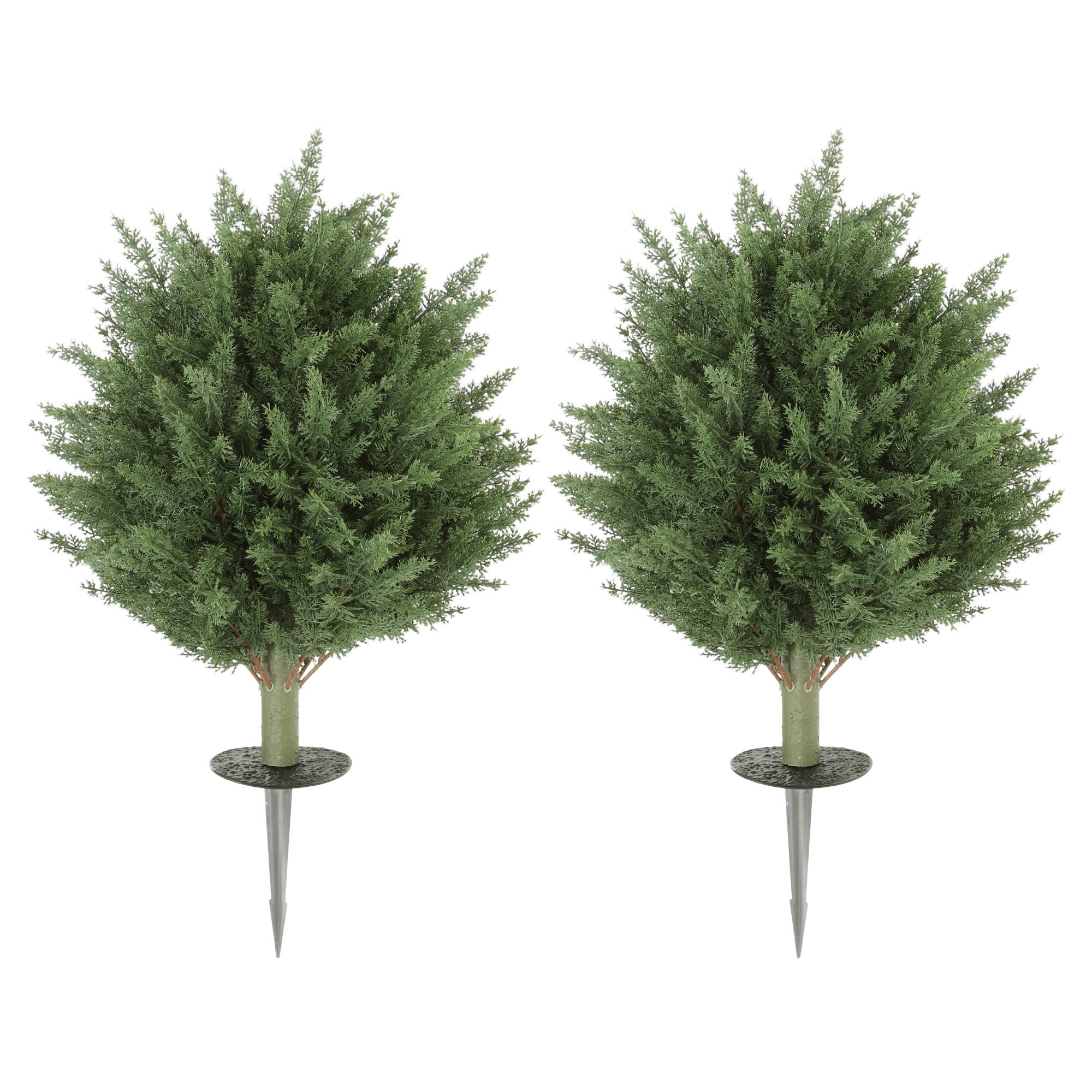 HOMCOM Set of 2 Artificial Cypress Topiary Tree with Ground Stake - Green