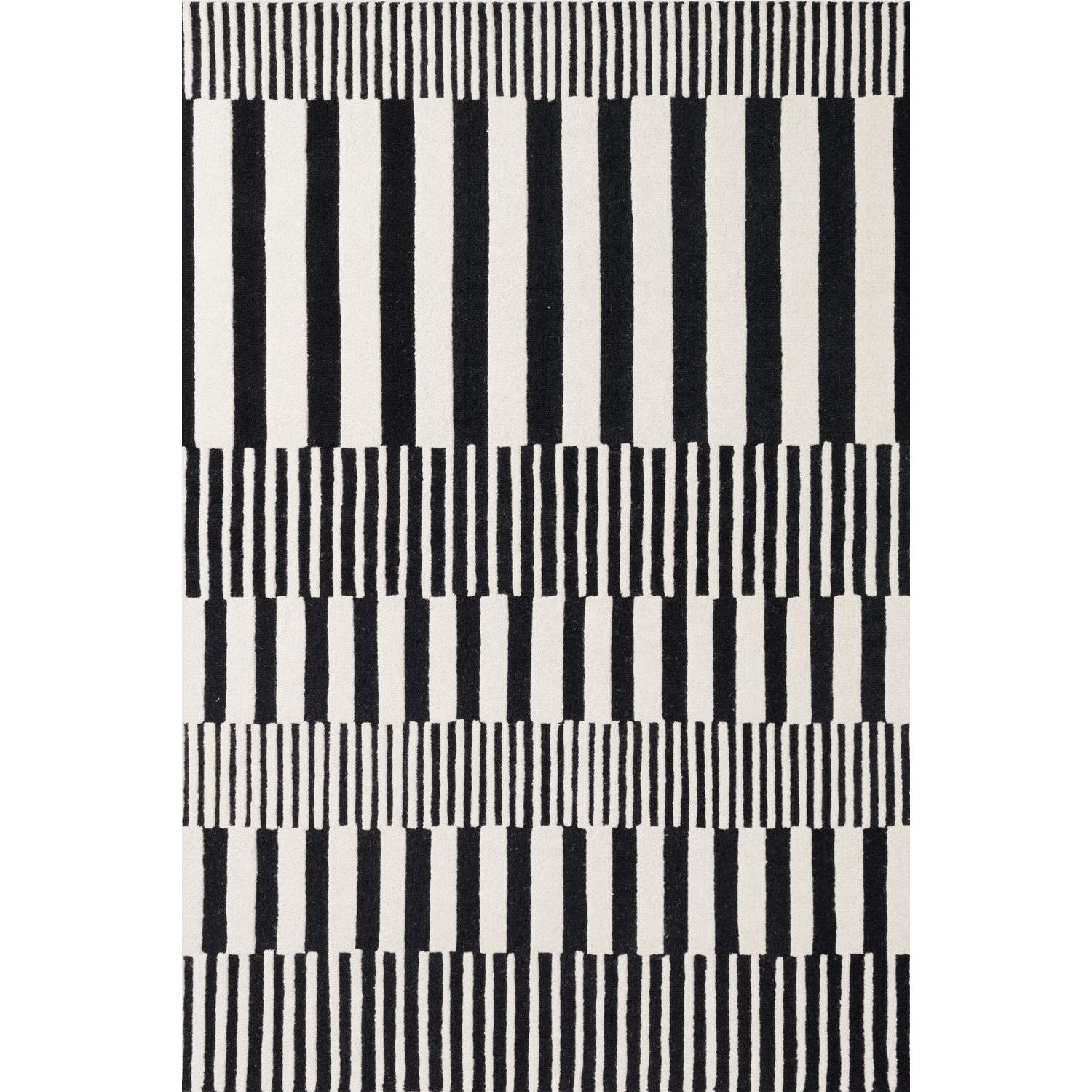 Ted Baker Black and White Stryve Pulse Geometric Wool Rug - 120 x 180cm