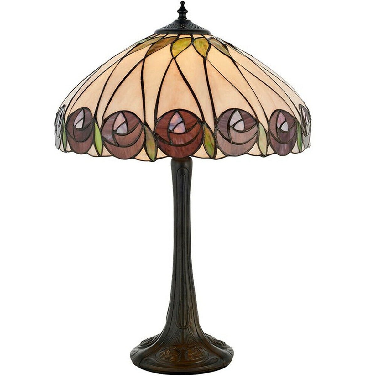 Loops Direct 40cm Dark Bronze Table Lamp - Mackintosh Red Rose