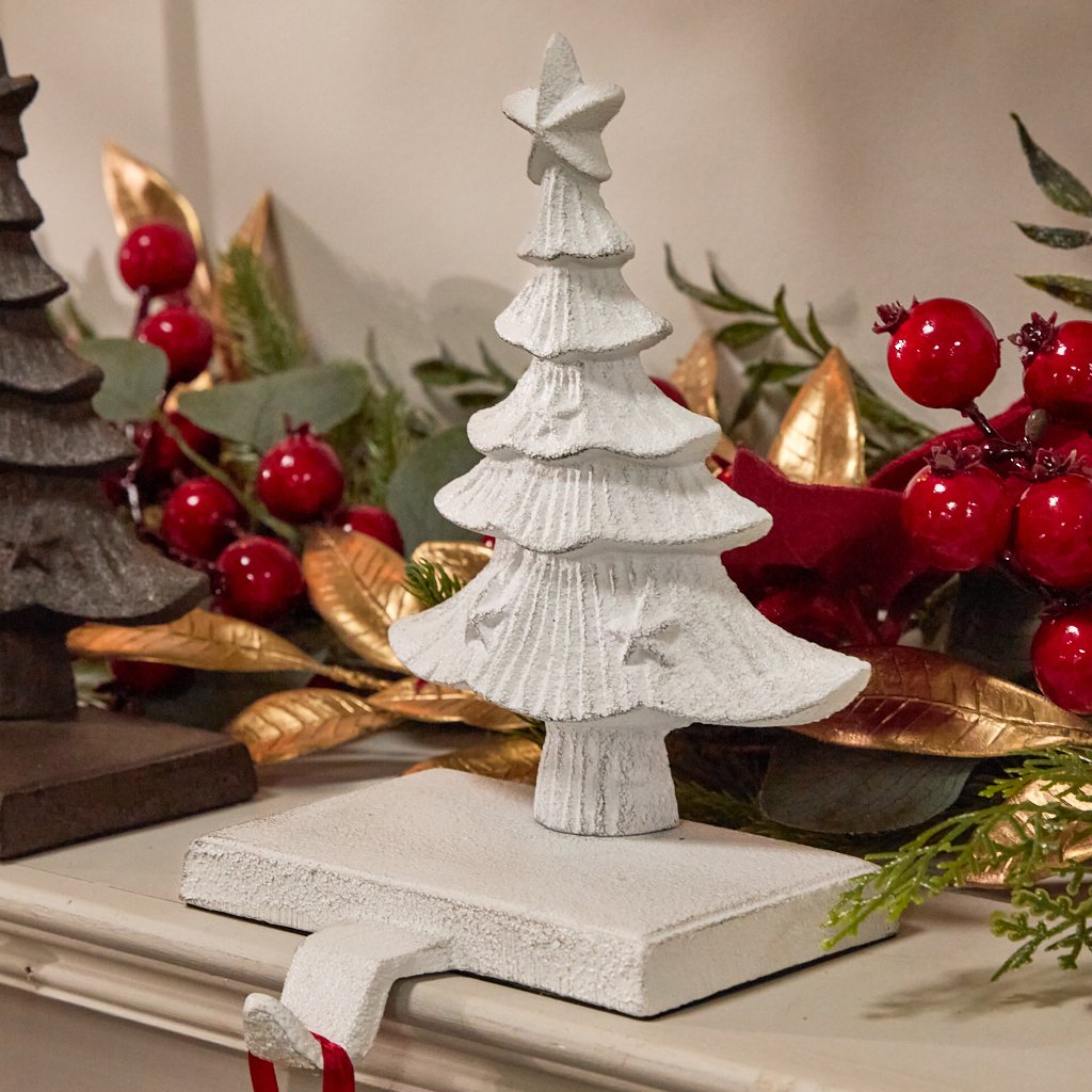 Dibor Cast Iron Tree Stocking Holder - White