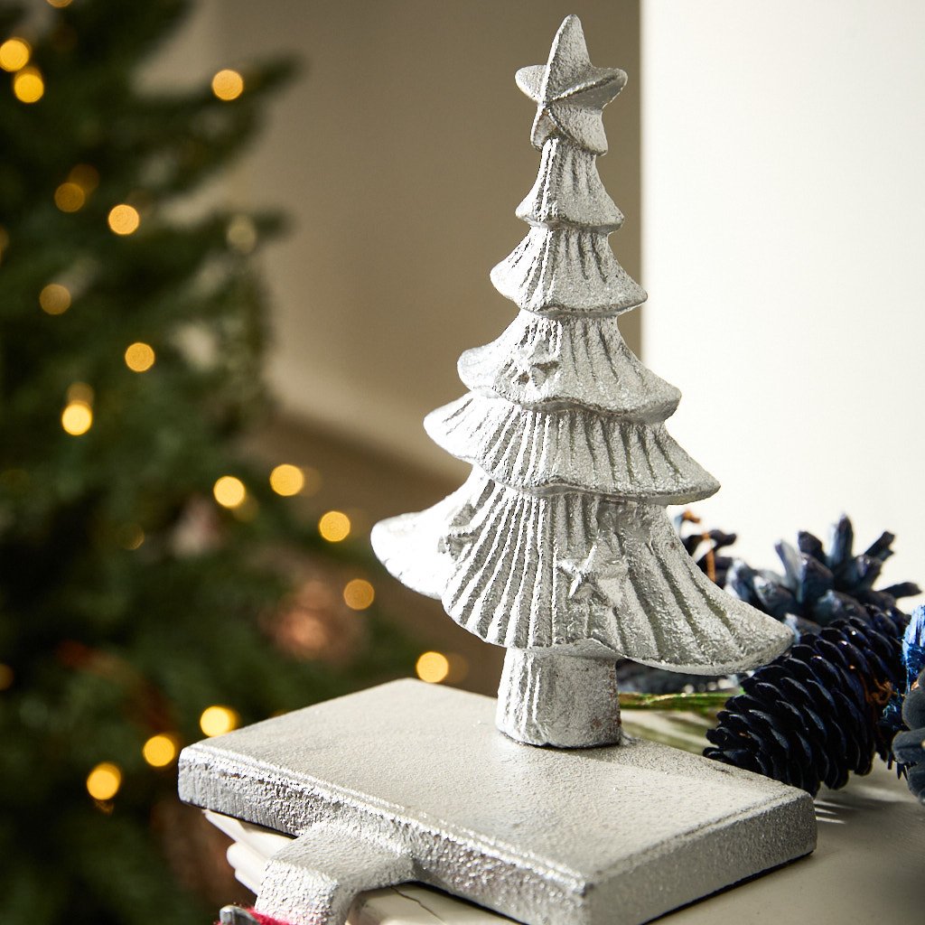 Dibor Cast Iron Tree Stocking Holder - Silver