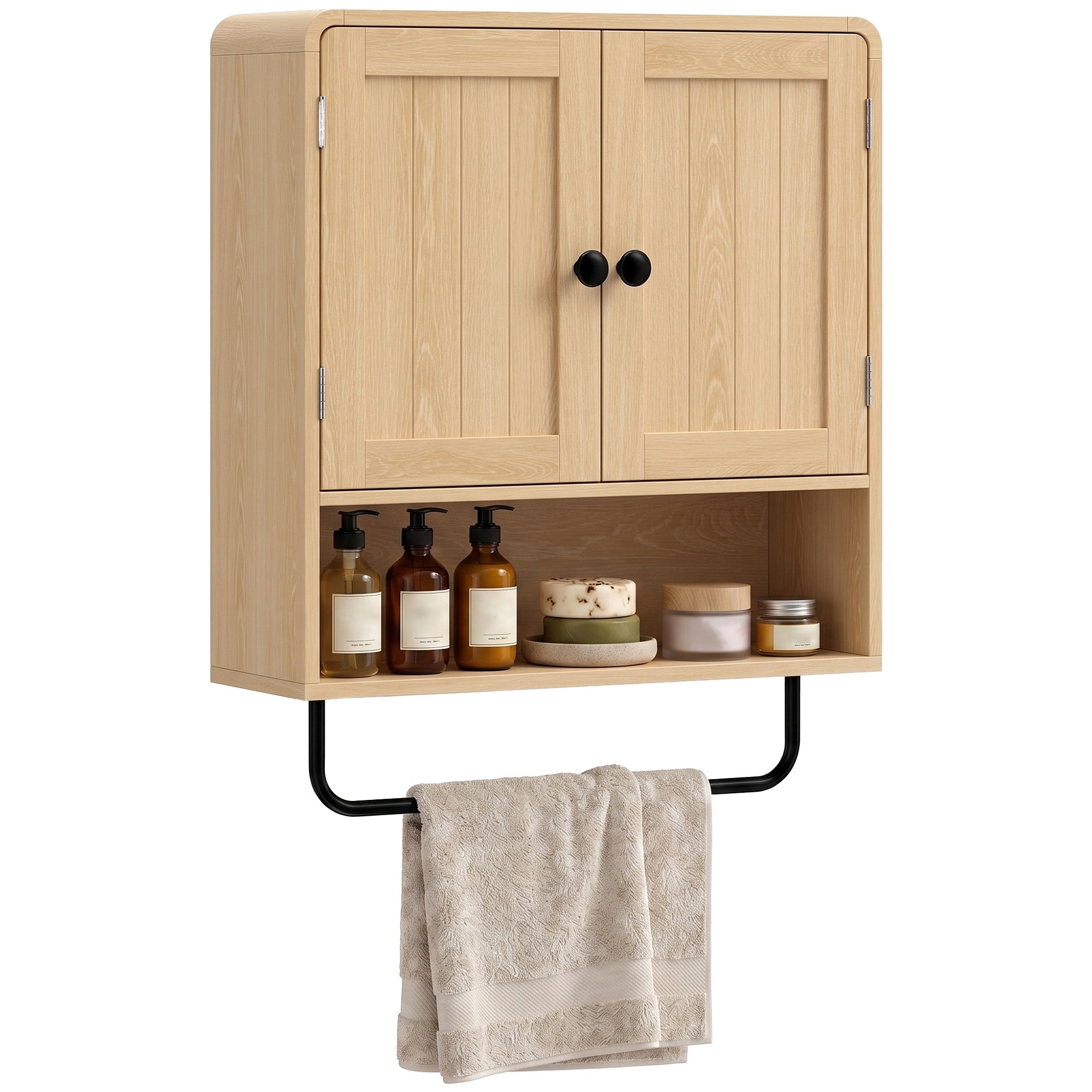 HOMCOM 2 Doors Wall Mounted Bathroom Cabinet - Oak