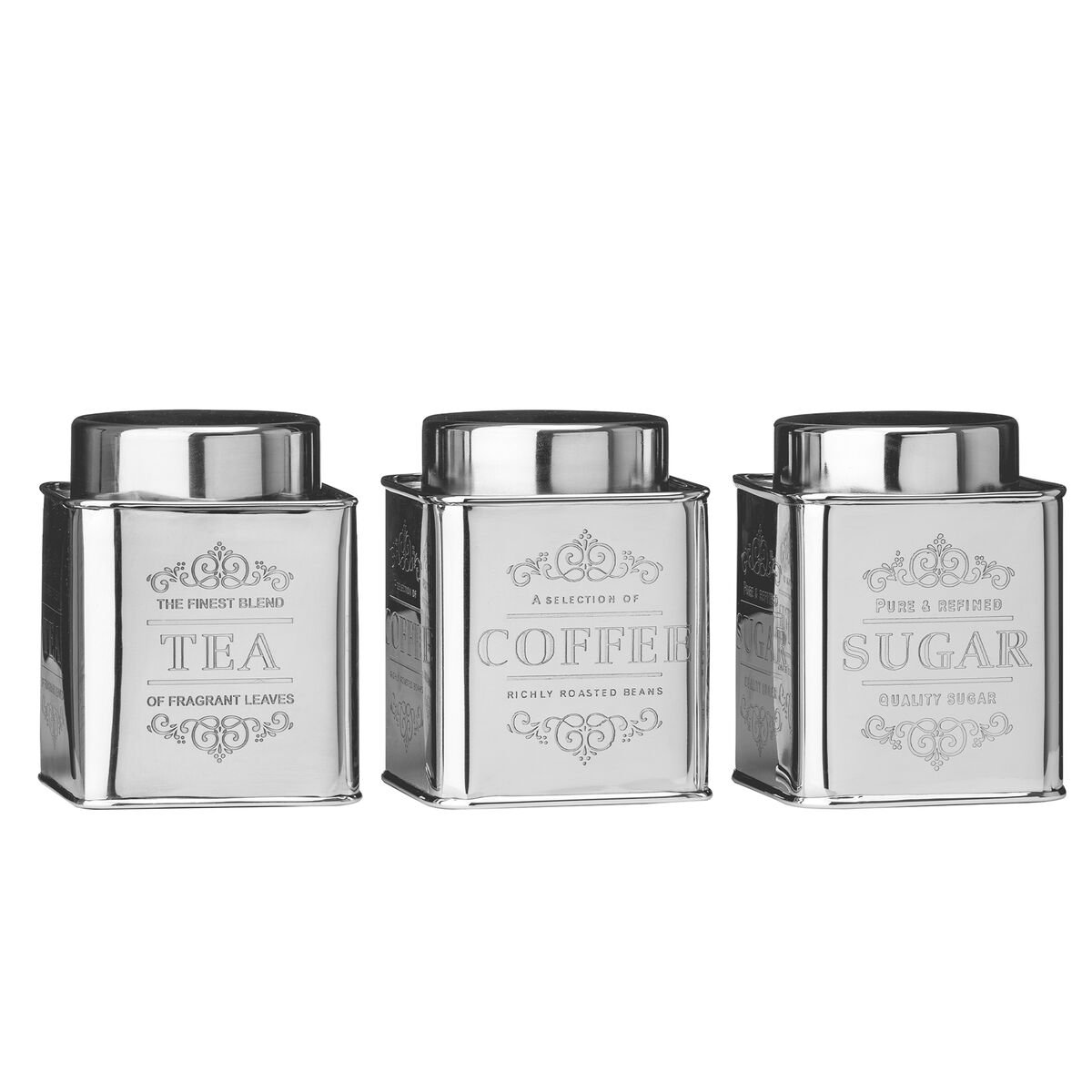 Orsina Chai Stainless Steel Tea Coffee and Sugar Canister Set