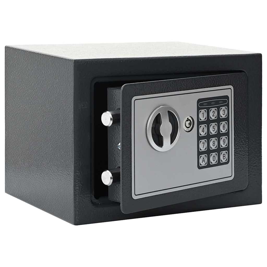 Walplus Steel Digital Safe with Lock - Dark Grey - 23 x 17 x 17 cm