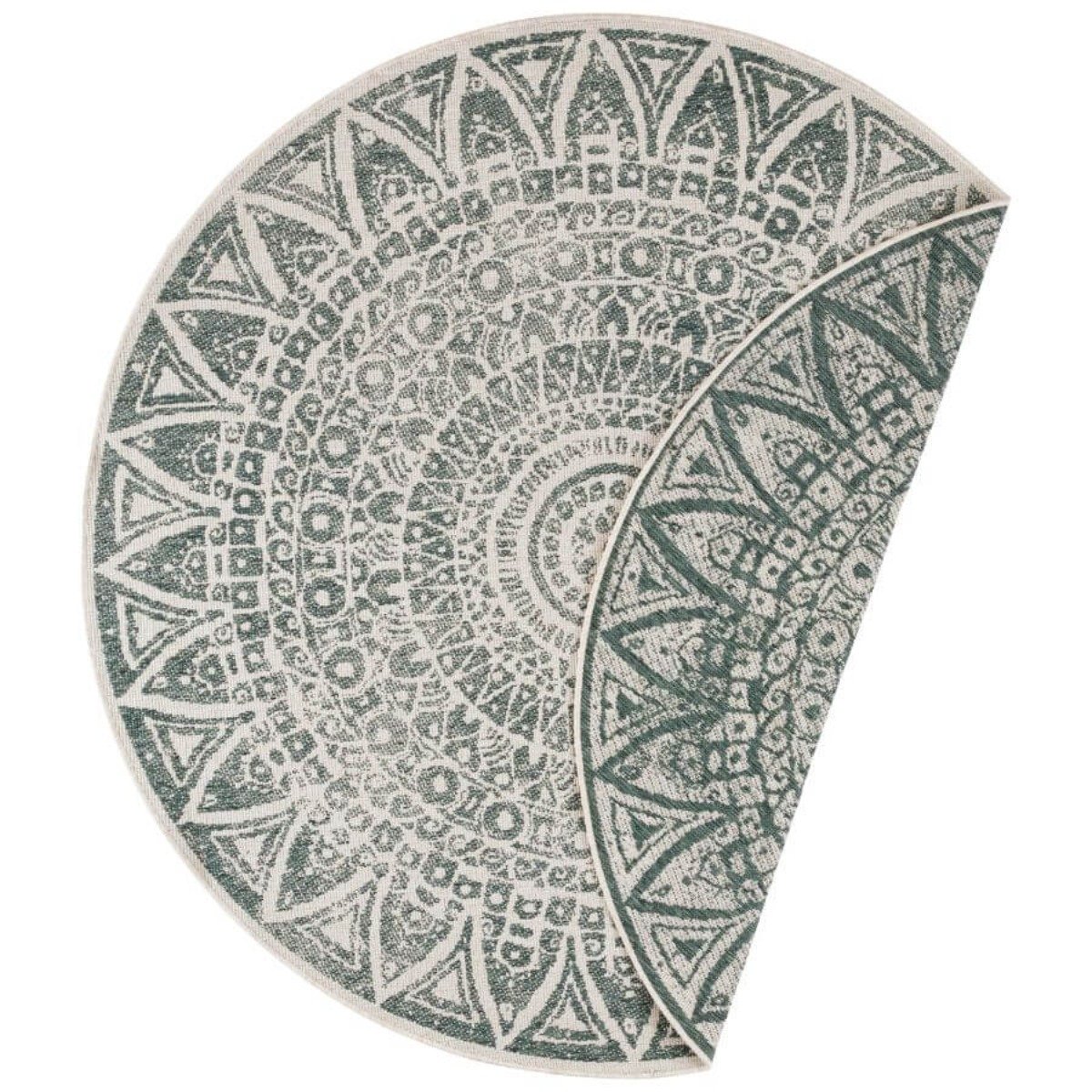 Hanse Home Green Lilja Vintage Indoor Outdoor Reversible Round Rug - 100cm