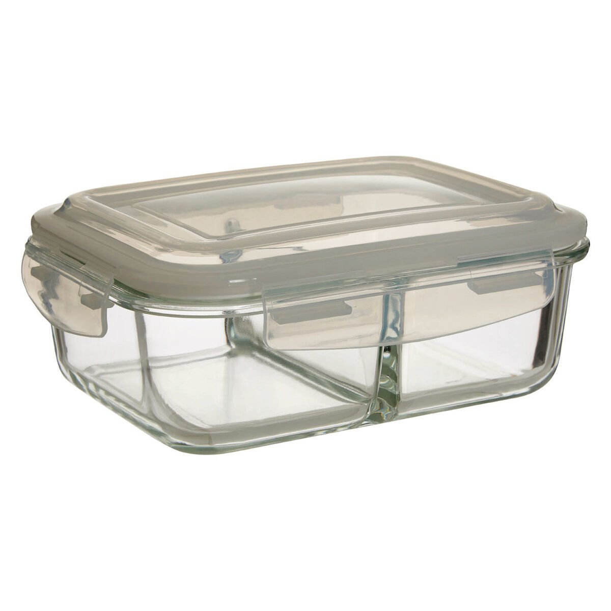Orsina Freska 2 Section Rectangular Glass Container With Lid 1040 ml