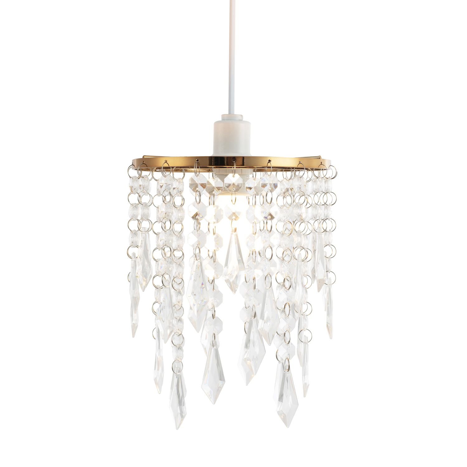 Happy Homewares Gold Waterfall with Acrylic Droplets Pendant Shade - 16cm