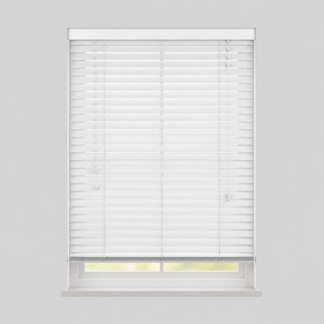 New Edge Blinds White Real Wood String Venetian Blind - 45cm x 120cm