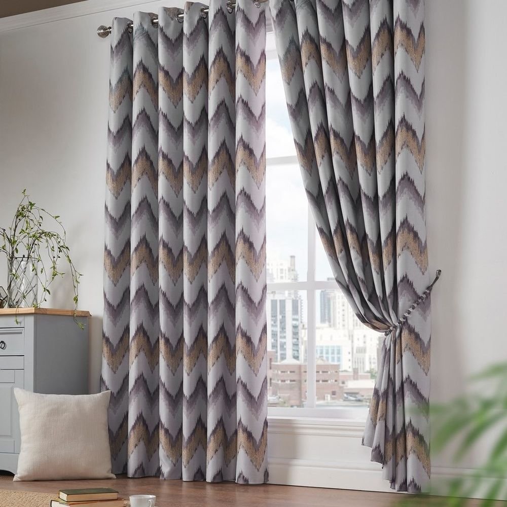 Luxury Living Geometric Blackout Eyelet Curtains 168cm x 183cm - Yellow