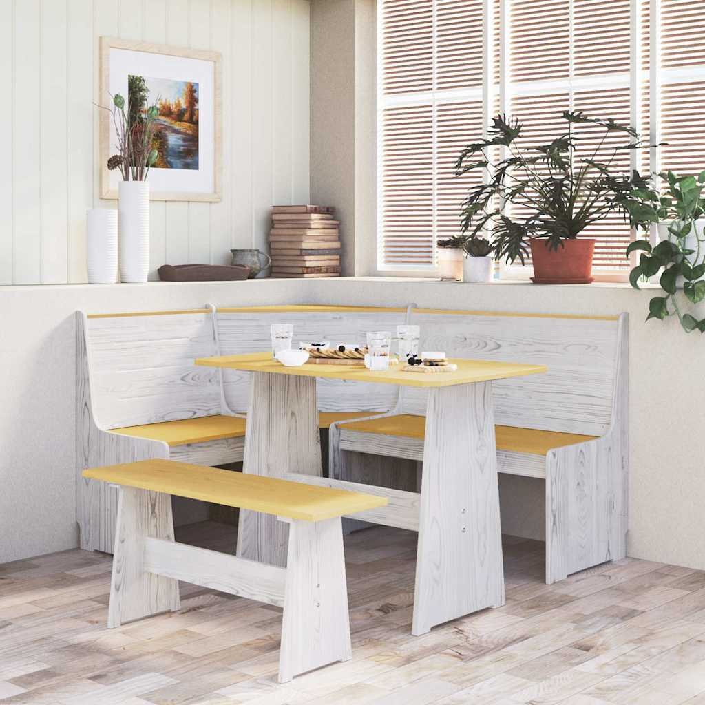 Walplus Reine Corner Bench - Honey Brown & White - 151 x 118.5 x 85 cm
