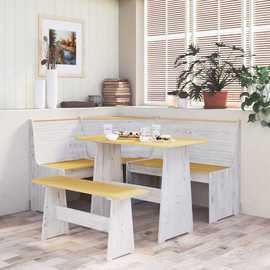 Walplus Reine Corner Bench - Honey Brown & White - 151 x 118.5 x 85 cm