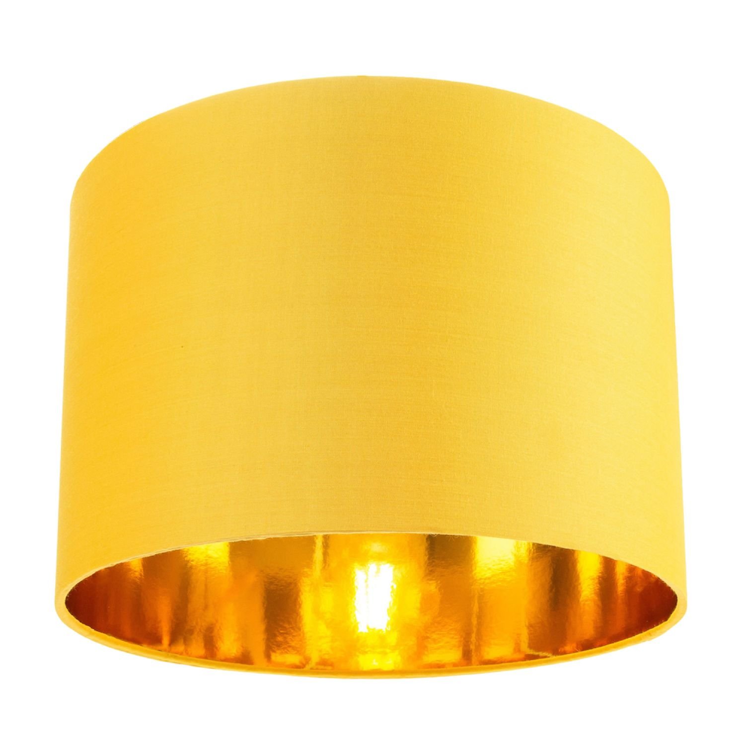 Happy Homewares Ochre Cotton with Shiny Gold Inner Lampshade - 25cm