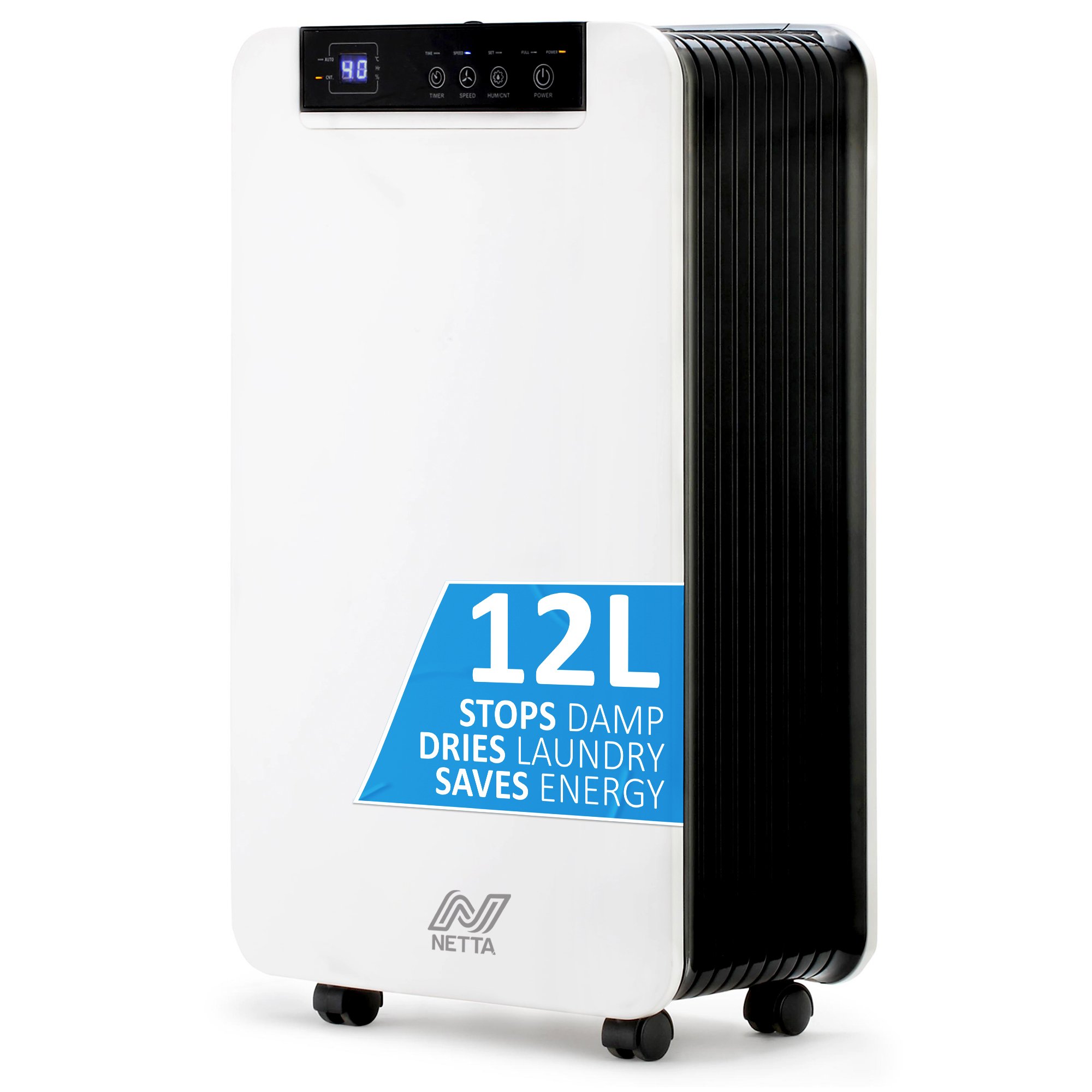 NETTA 12L Dehumidifier with Digital Humidity Control and Timer