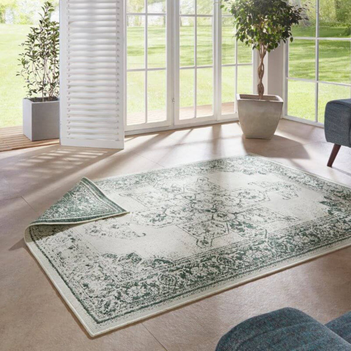 Hanse Home Green Borbon Indoor Outdoor Reversible Flatweave Rug - 160 x 230cm