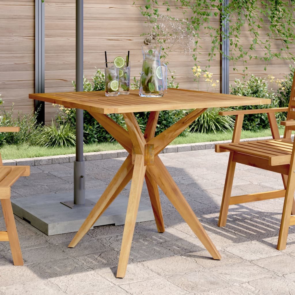 Walplus Solid Acacia Wood Garden Table Square - Brown - 85 x 85 x 75 cm
