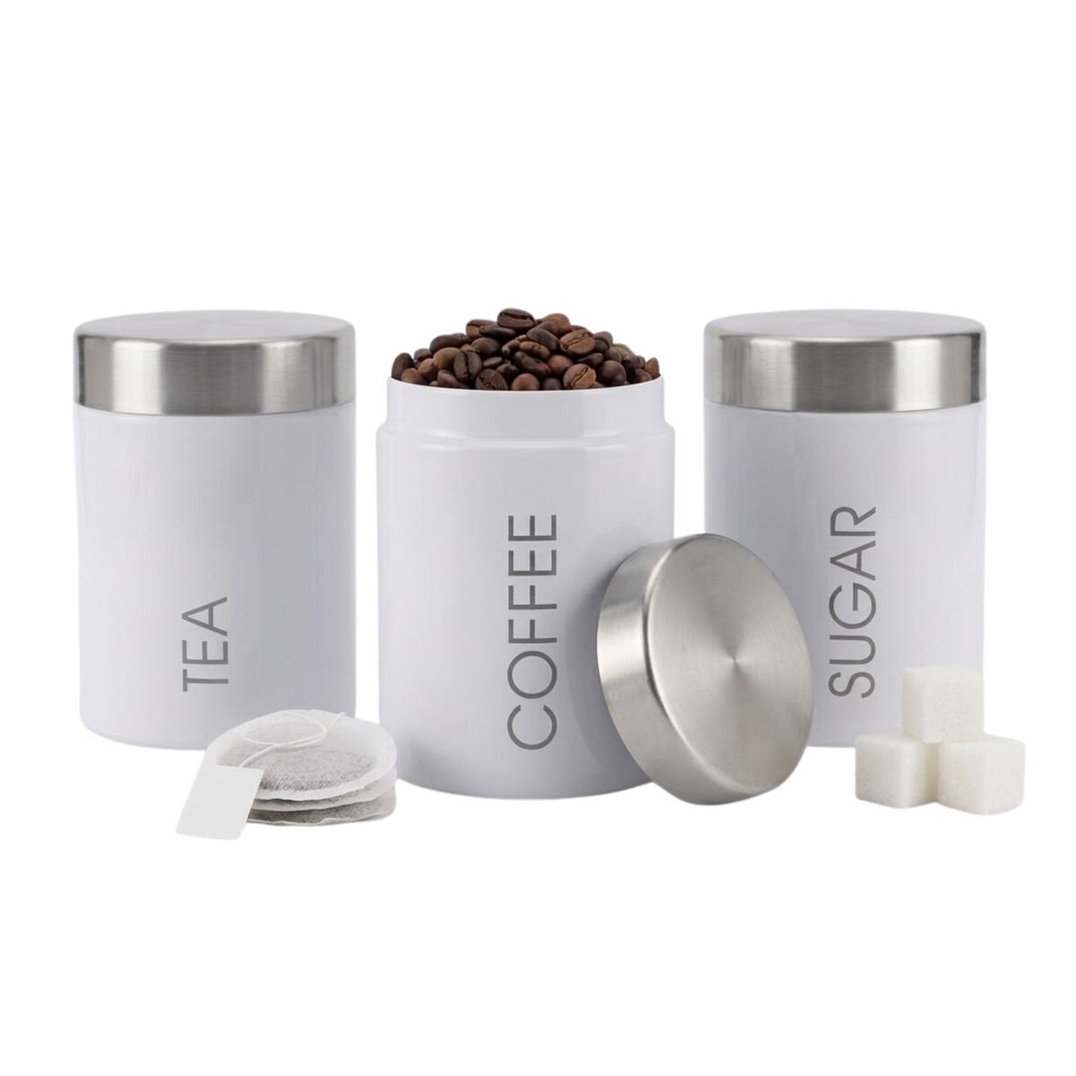 Orsina Liberty Enamel Tea Coffee and Sugar Set – White