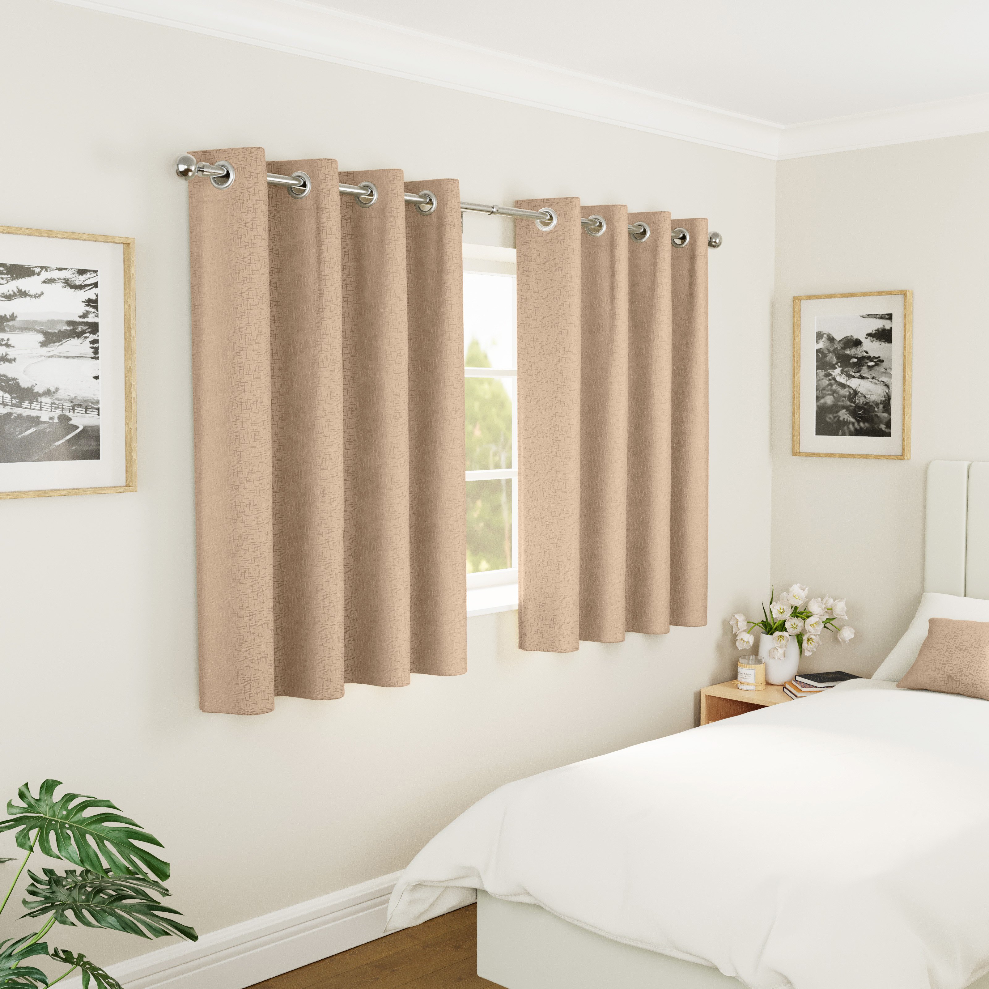 Enhanced Living Sydney Thermal Eyelet Curtains - 117 x 229cm - Latte