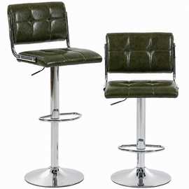 HOMCOM Set of 2 PU Leather Swivel Bar Stools with Backrest and Footrest - Green