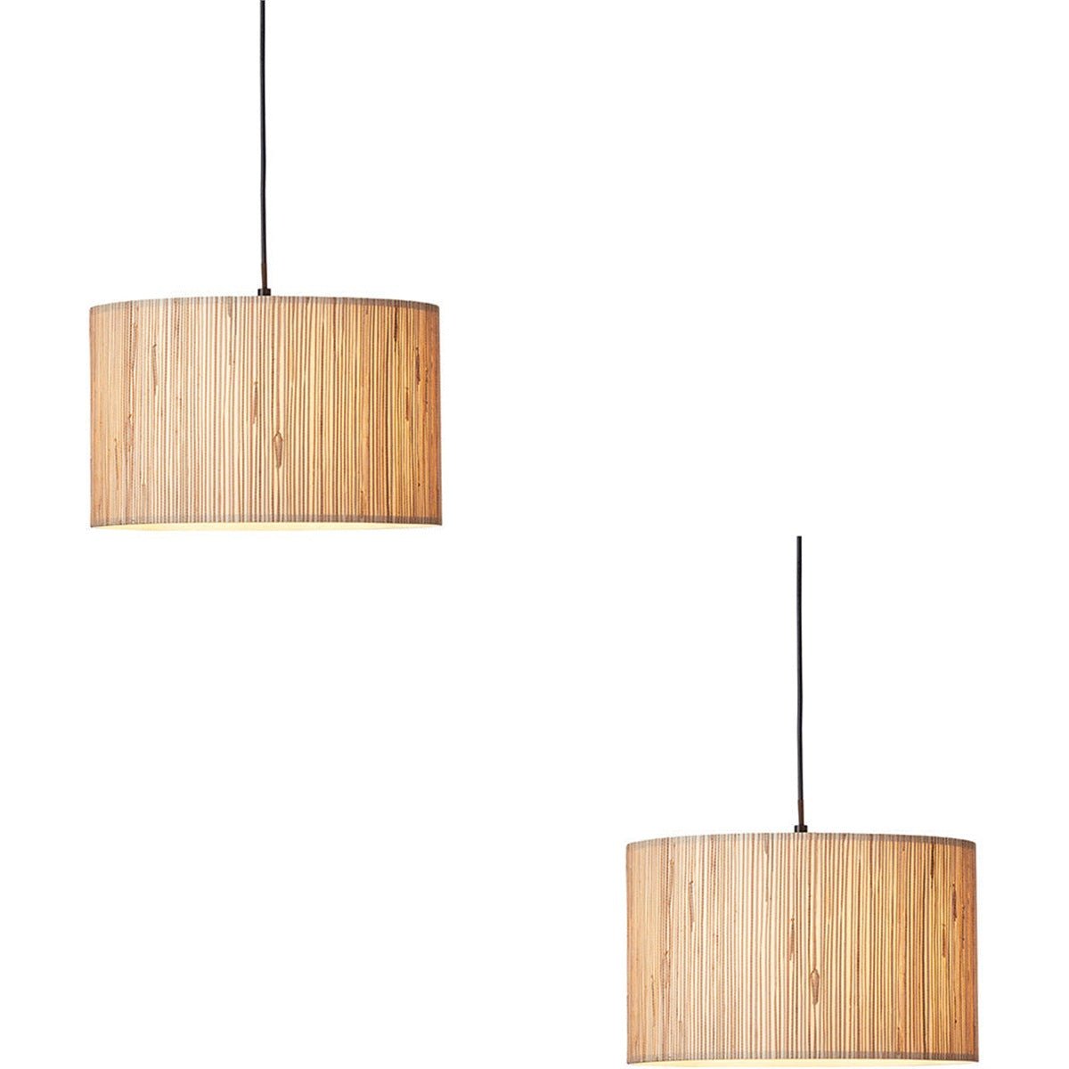 Loops Direct Set of 2 Natural Seagrass Matt Black Pendant Light - Seagrass