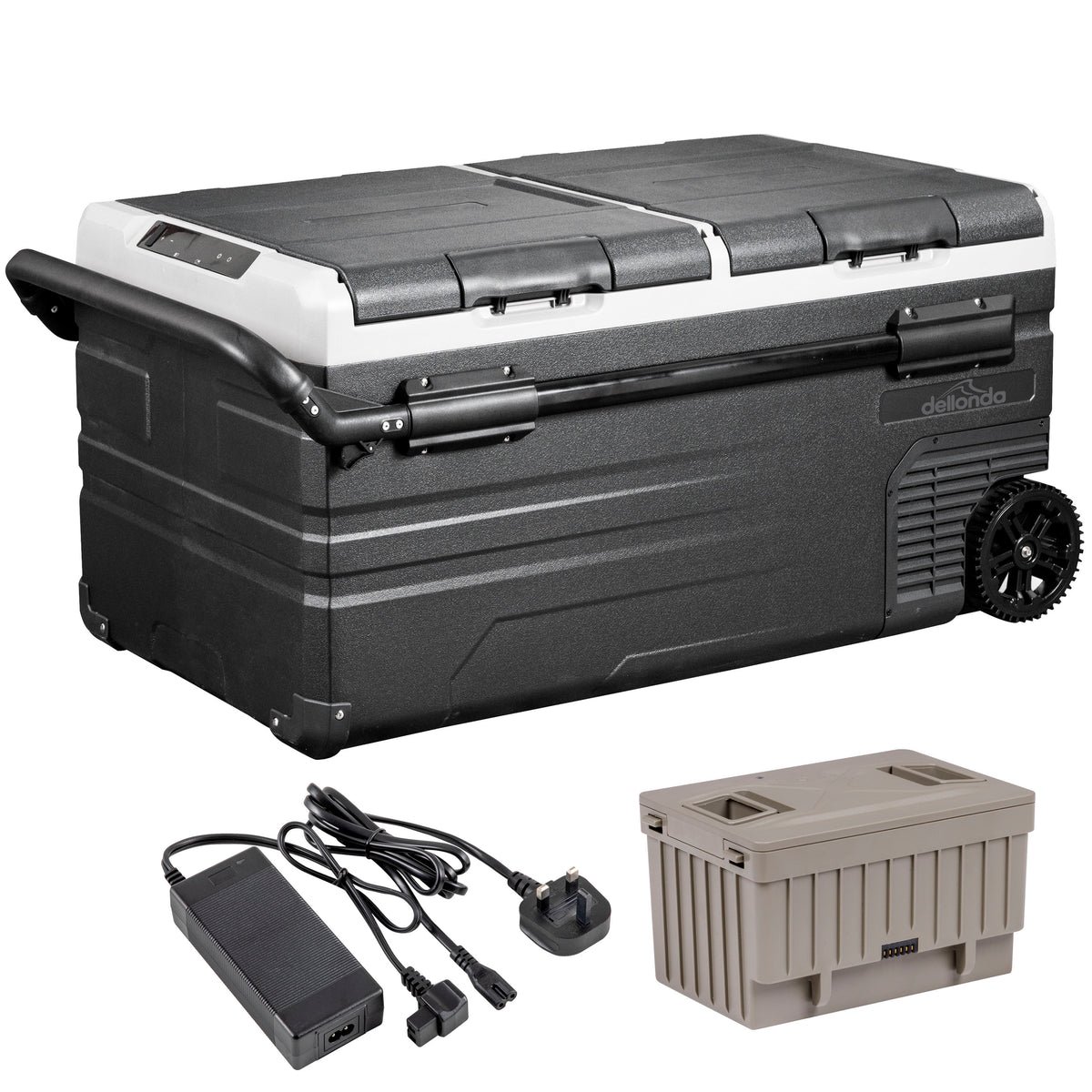 Dellonda 95L Portable Fridge Freezer Cool Box with Battery & Adaptor  - Black