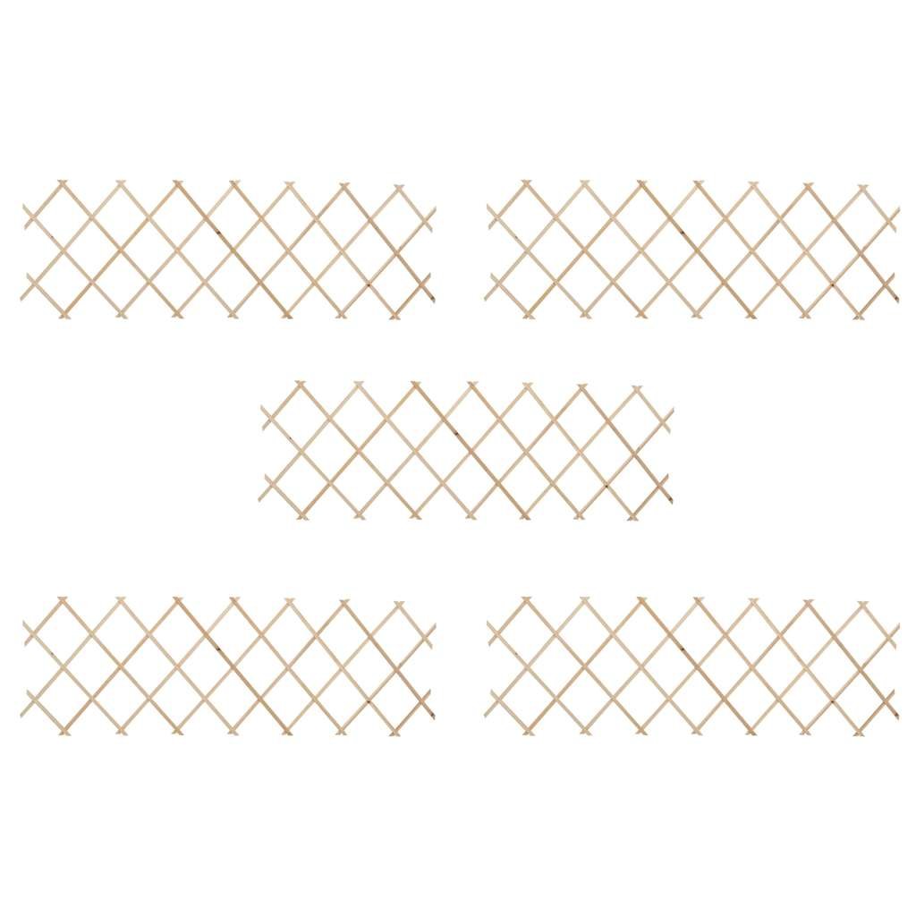 Walplus 5 Piece Firwood Trellis Fences - Brown - 180 x 60 cm