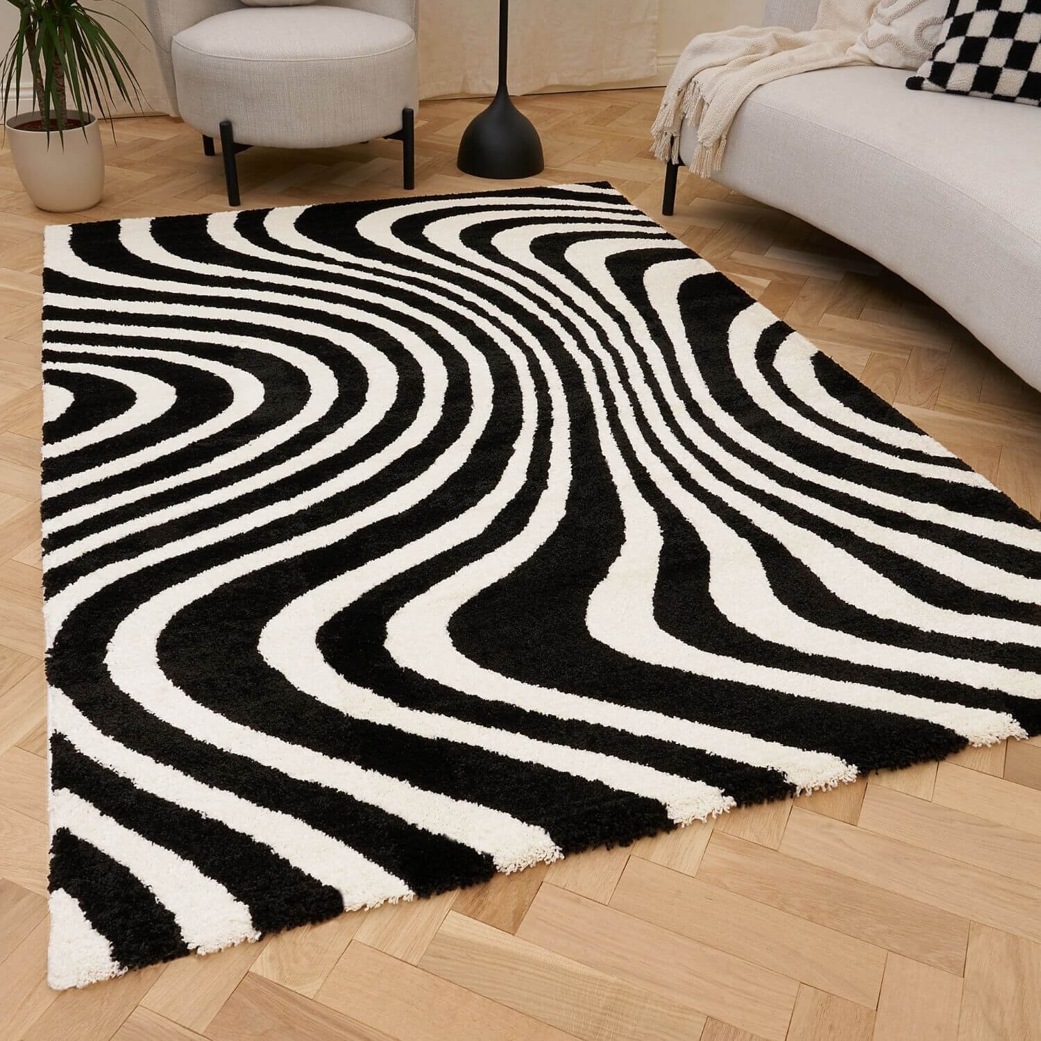The Rugs Black and White Joli Striped Rug - 120 x 170cm