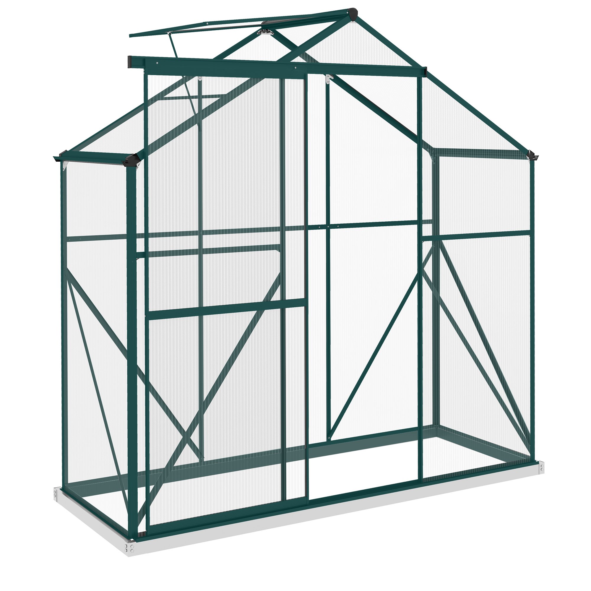 Outsunny Polycarbonate Aluminium Roof Vent Greenhouse – Green