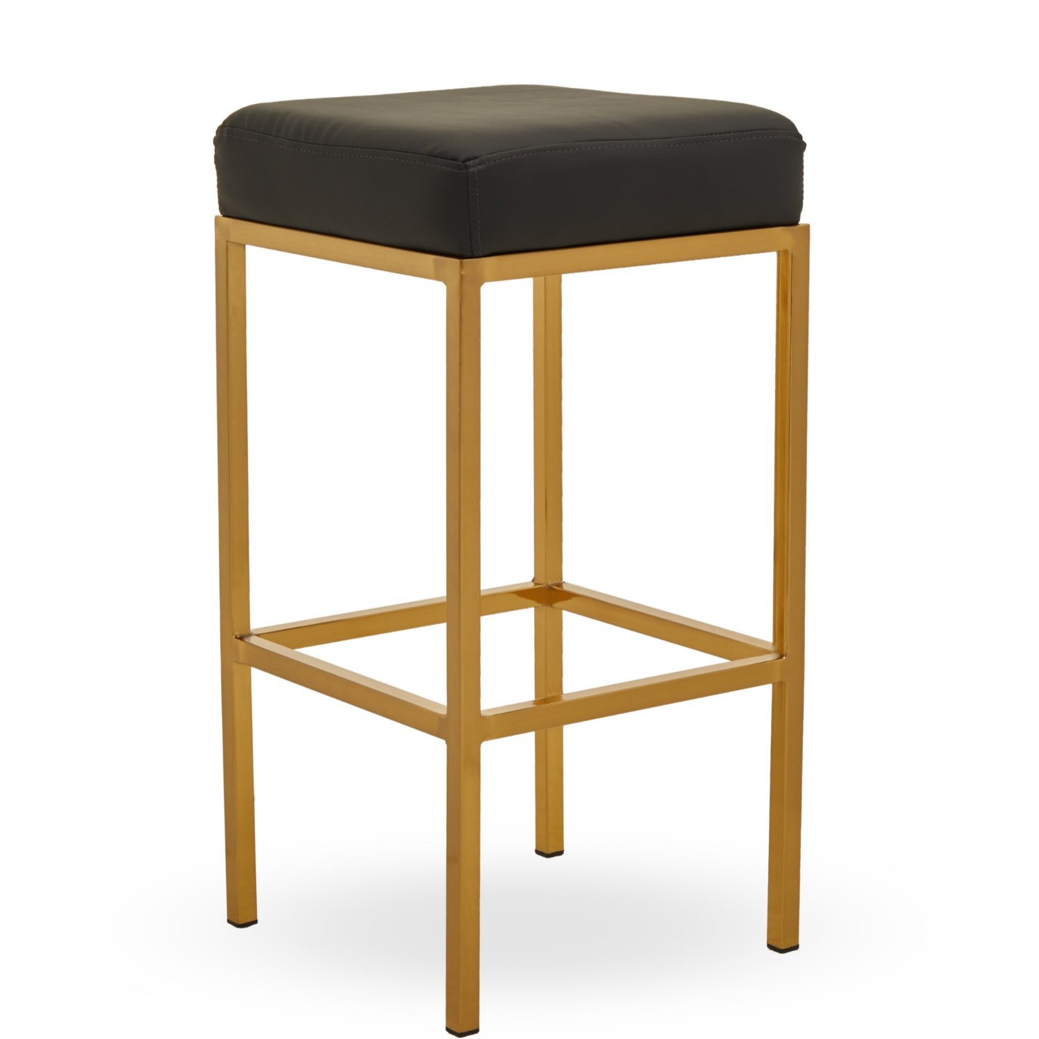 Orsina Baina Faux Leather Bar Stool – Black & Gold