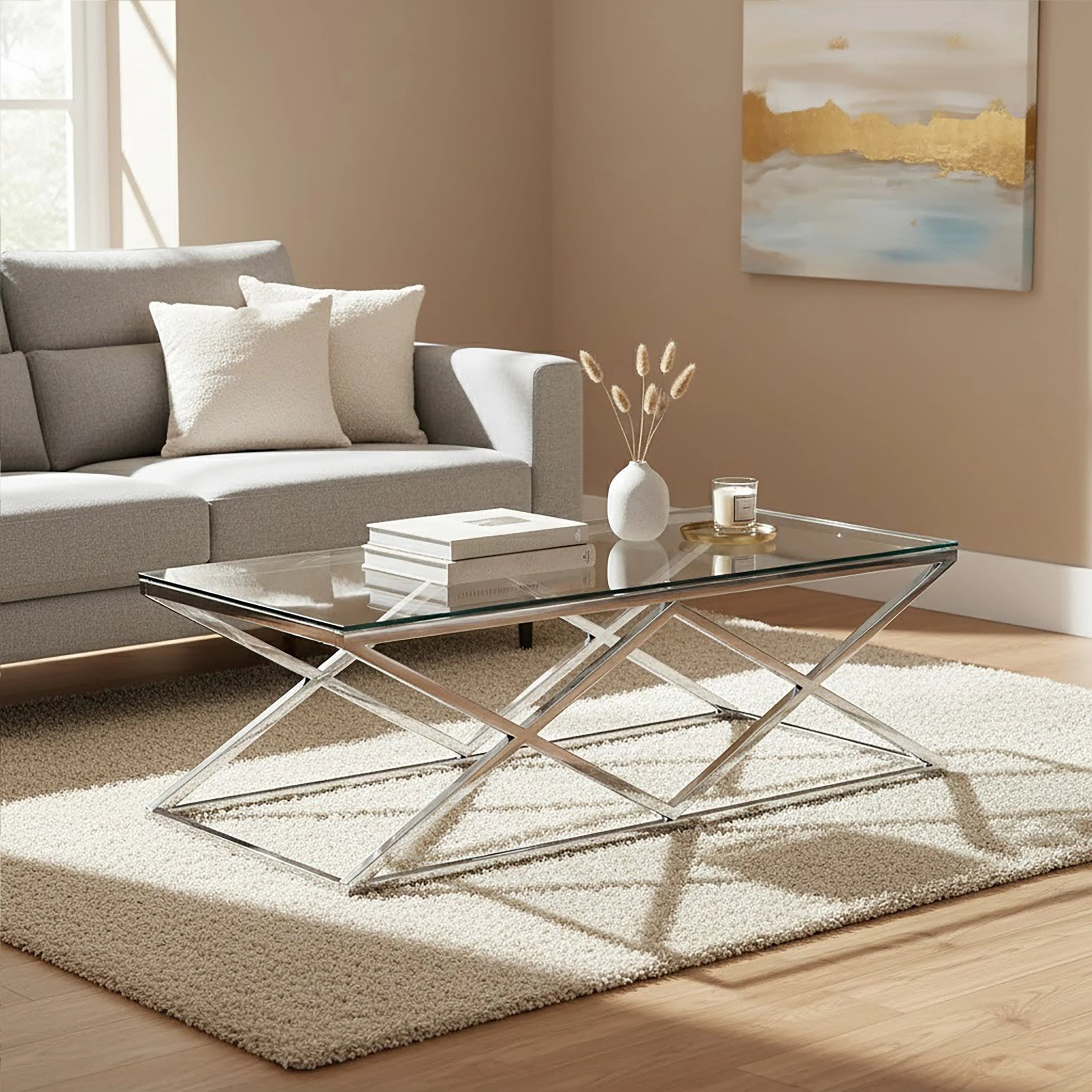 Orsina Allure Inverted Prism Base Coffee Table - Silver