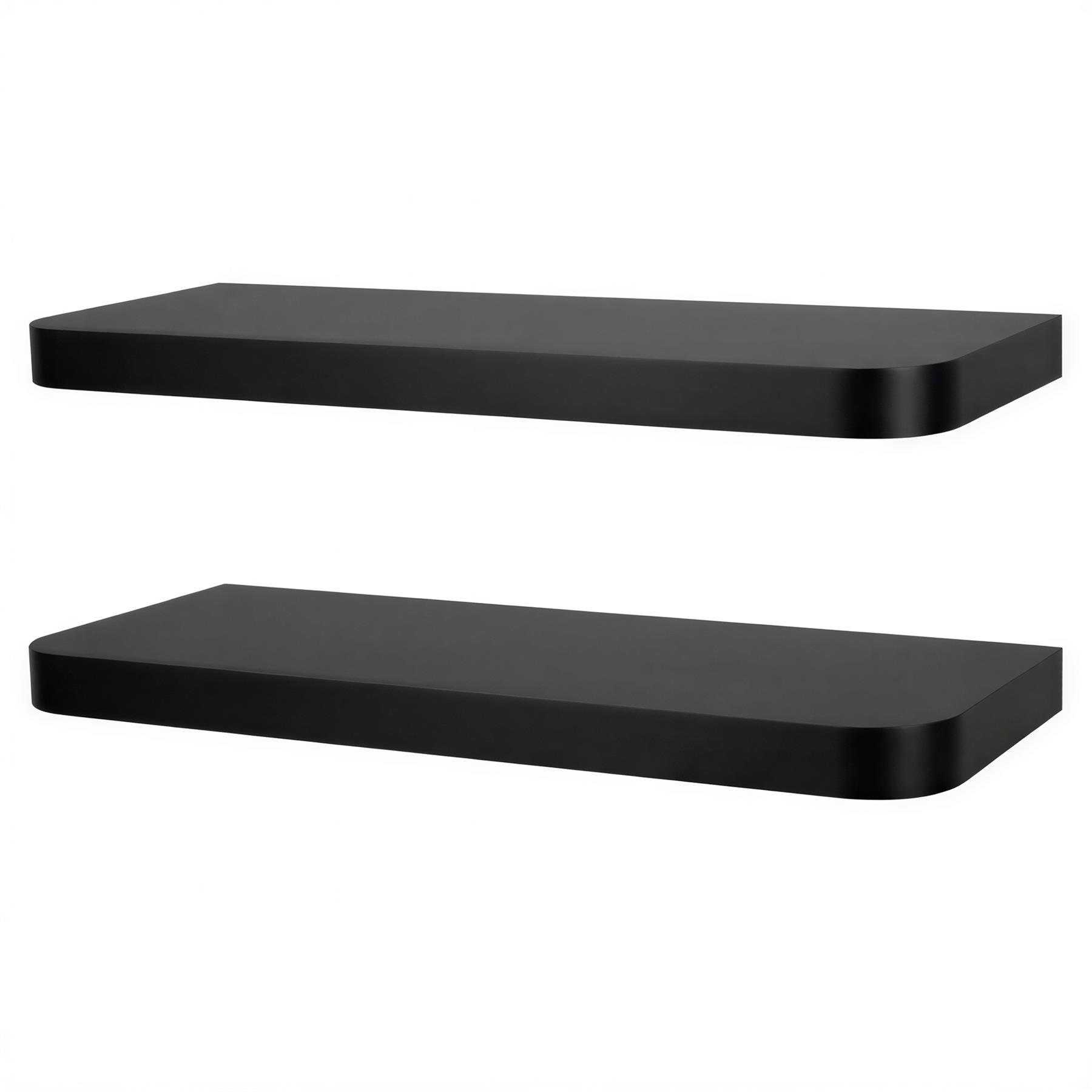 Harbour Housewares Rounded Wooden Floating Shelves Pack of 2 - Black