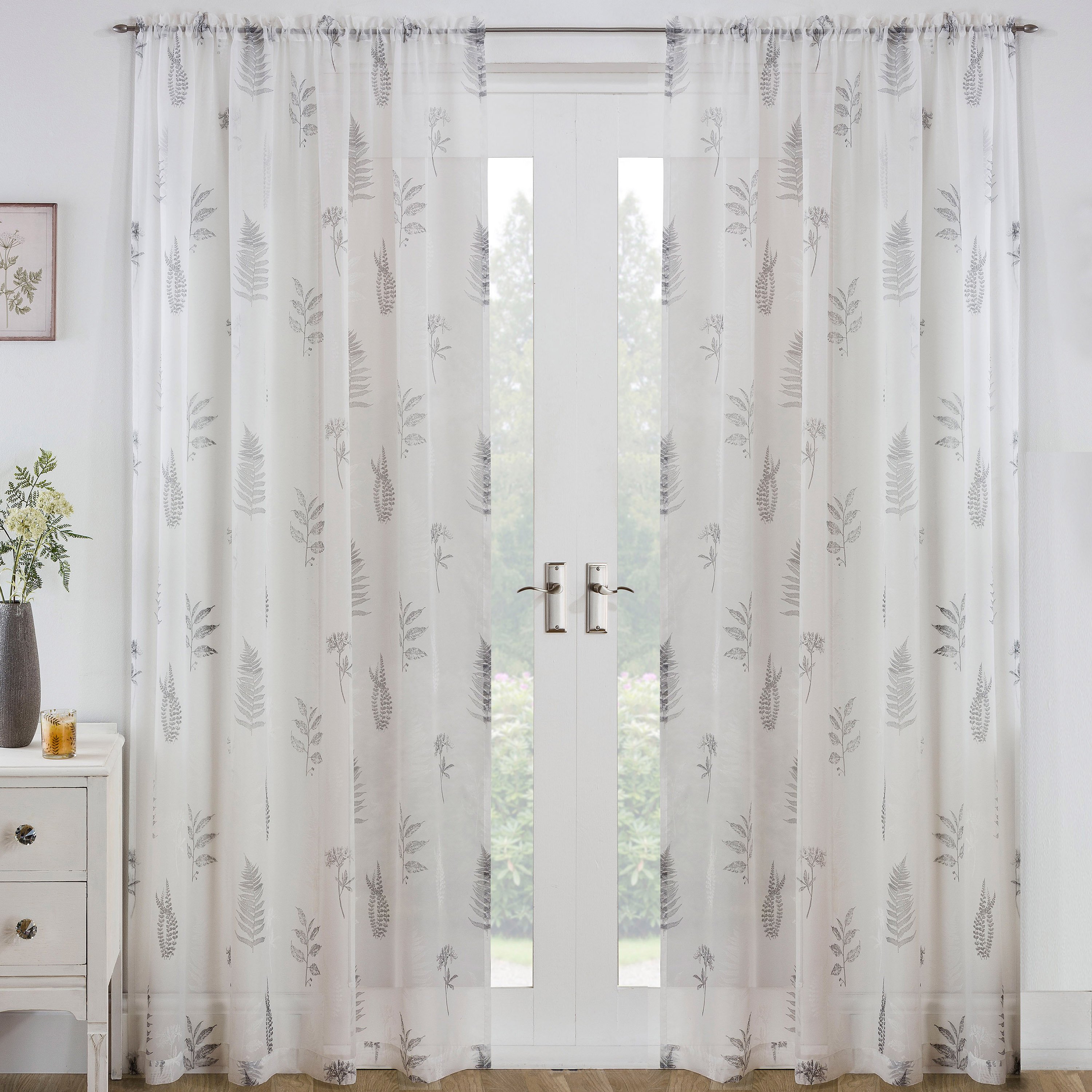 Tyrone Textiles Bracken Rod Pocket Voile Panels - 140 x 229cm - Grey