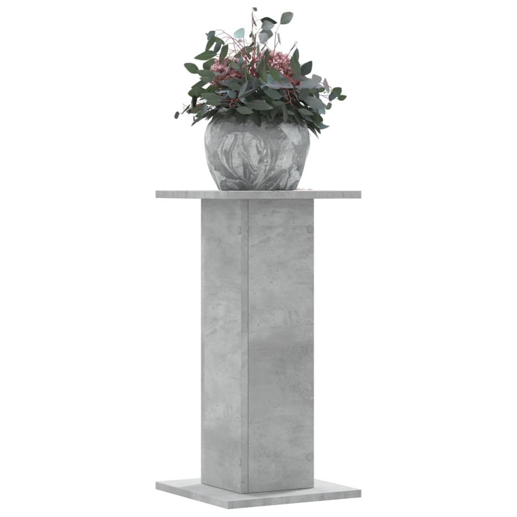 Walplus Pack of 2 Engineered Wood Plant Stand - Concrete Grey - 30x30x60 cm