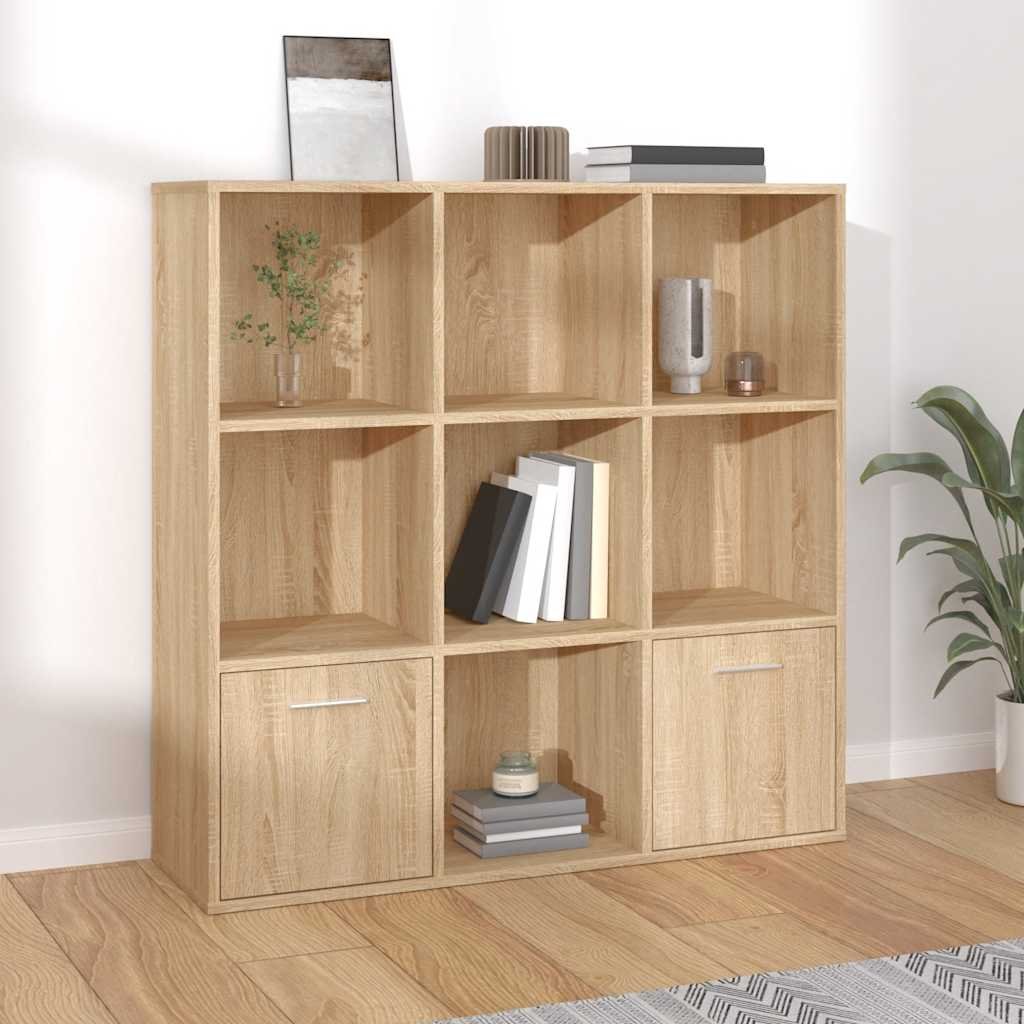 Walplus Engineered Wood Book Cabinet - Light Oak - 98 x 30 x 98 cm