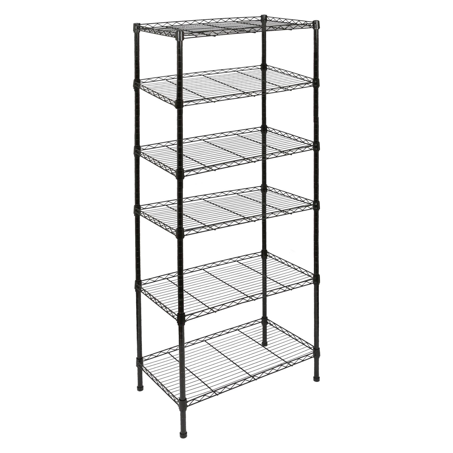 Harbour Housewares 6 Tier Adjustable Wire Shelving Unit - Black