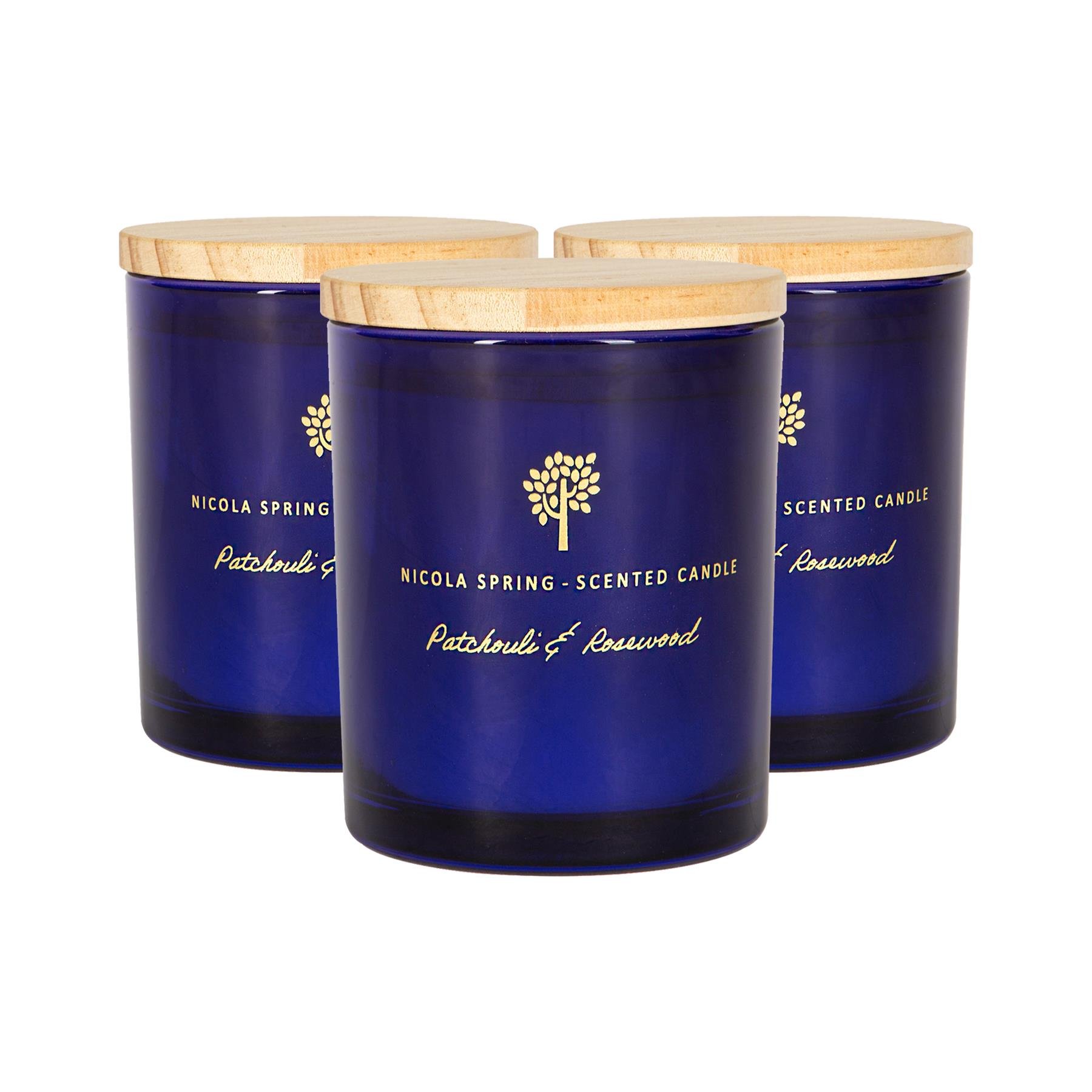 Nicola Spring 130ml Soy Wax Scented Candles Pack of 3 - Patchouli & Rosewood