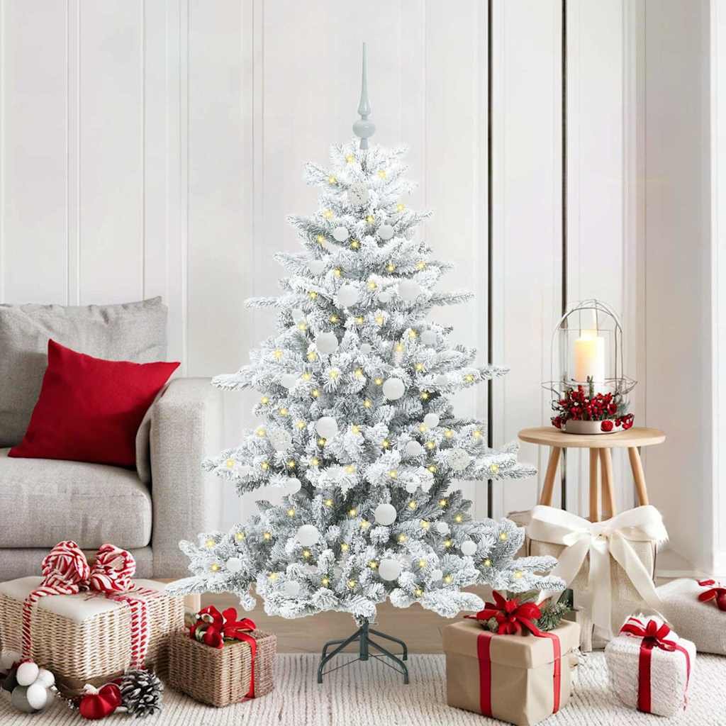 Walplus 150 LED Lamp Lights Hinged Artificial Christmas Tree - White - 150 cm