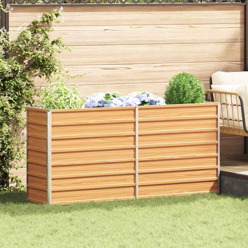 Walplus Galvanised Steel Raised Garden Bed - Light Brown - 160 x 40 x 77 cm